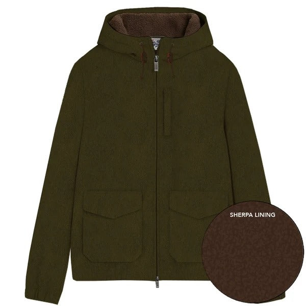 Giacca Edgar blu navy cerata con cappuccio e fodera in teddy EDG0001 00072M MC2 SAINT BARTH 