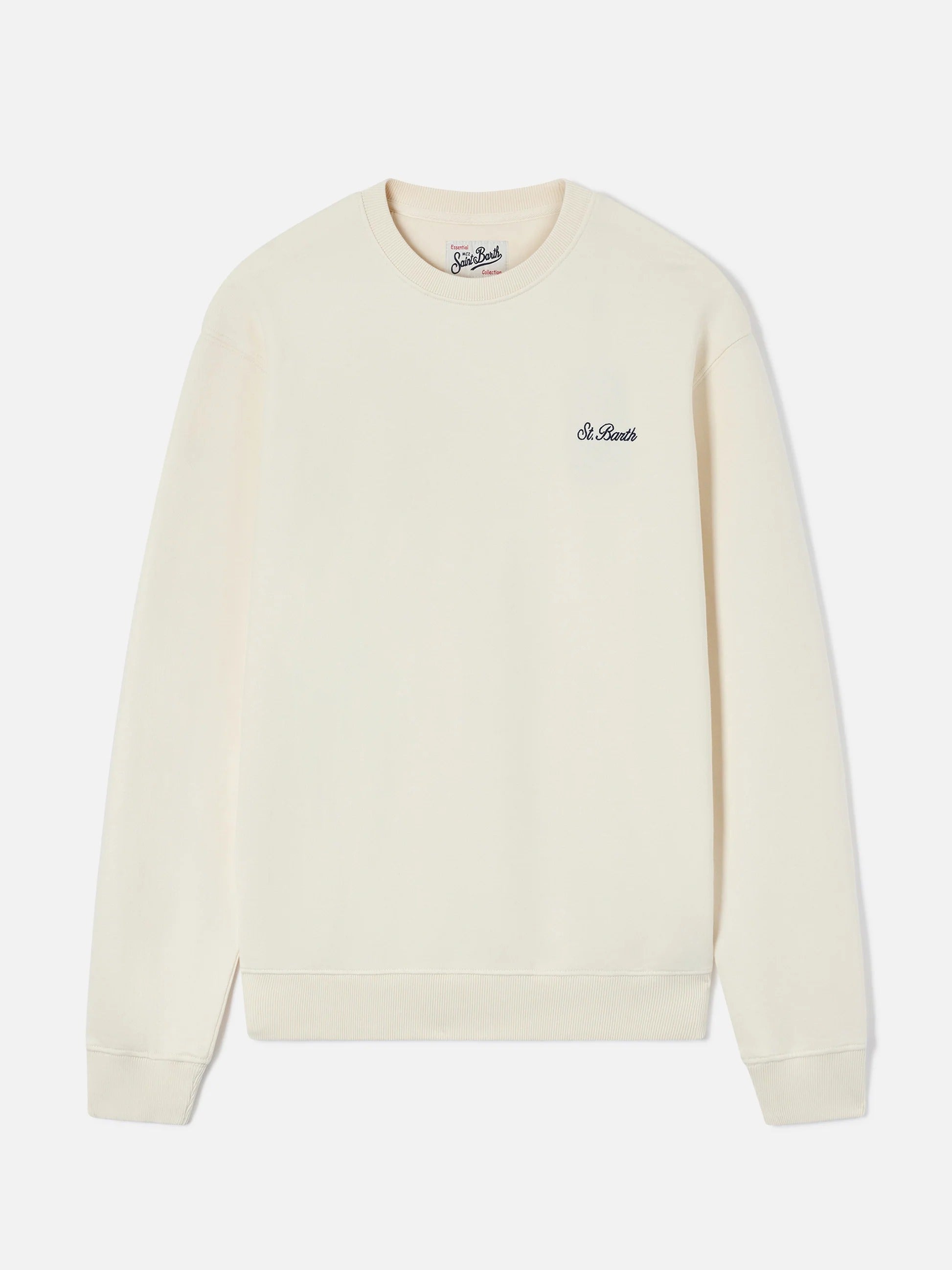 Felpa Fourseason panna in cotone con ricamo logo FSN0001 00853M MC2 SAINT BARTH 