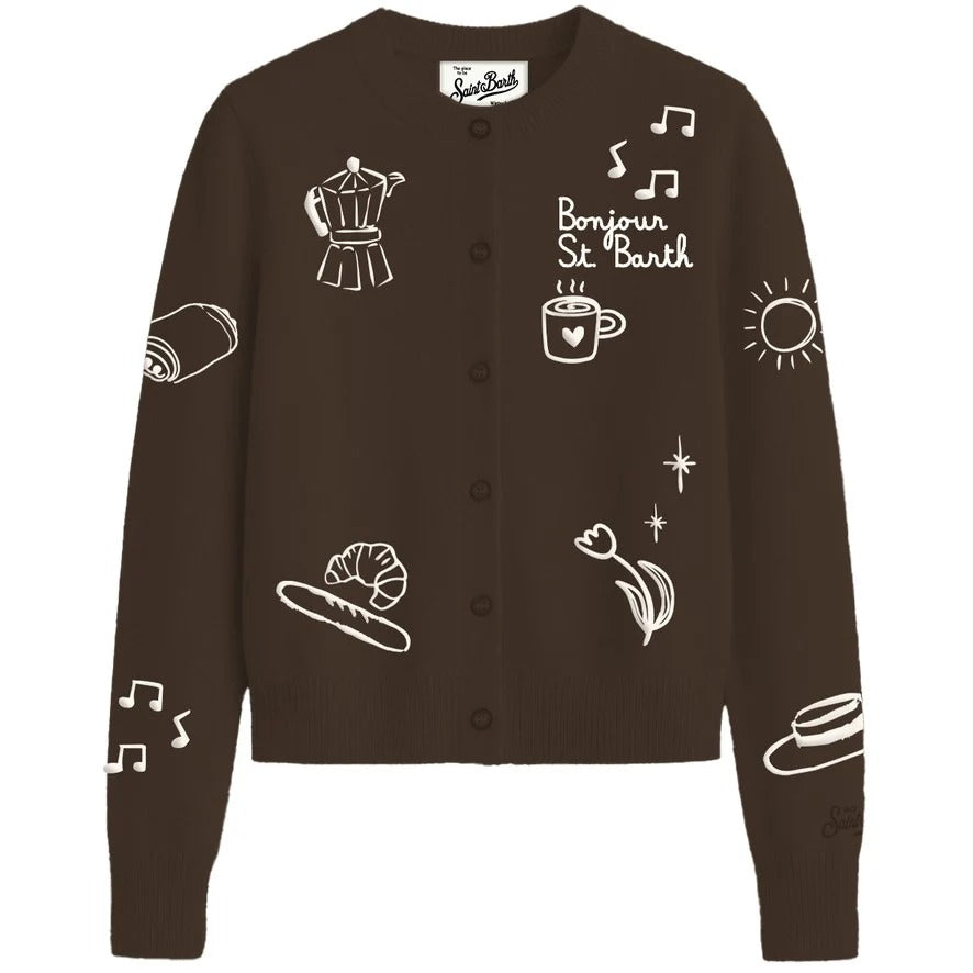 Cardigan marrone MC2 Saint Barth SIERRA IER0001-Draw bonjour stb 18 emb IER0001 00674M MC2 SAINT BARTH 