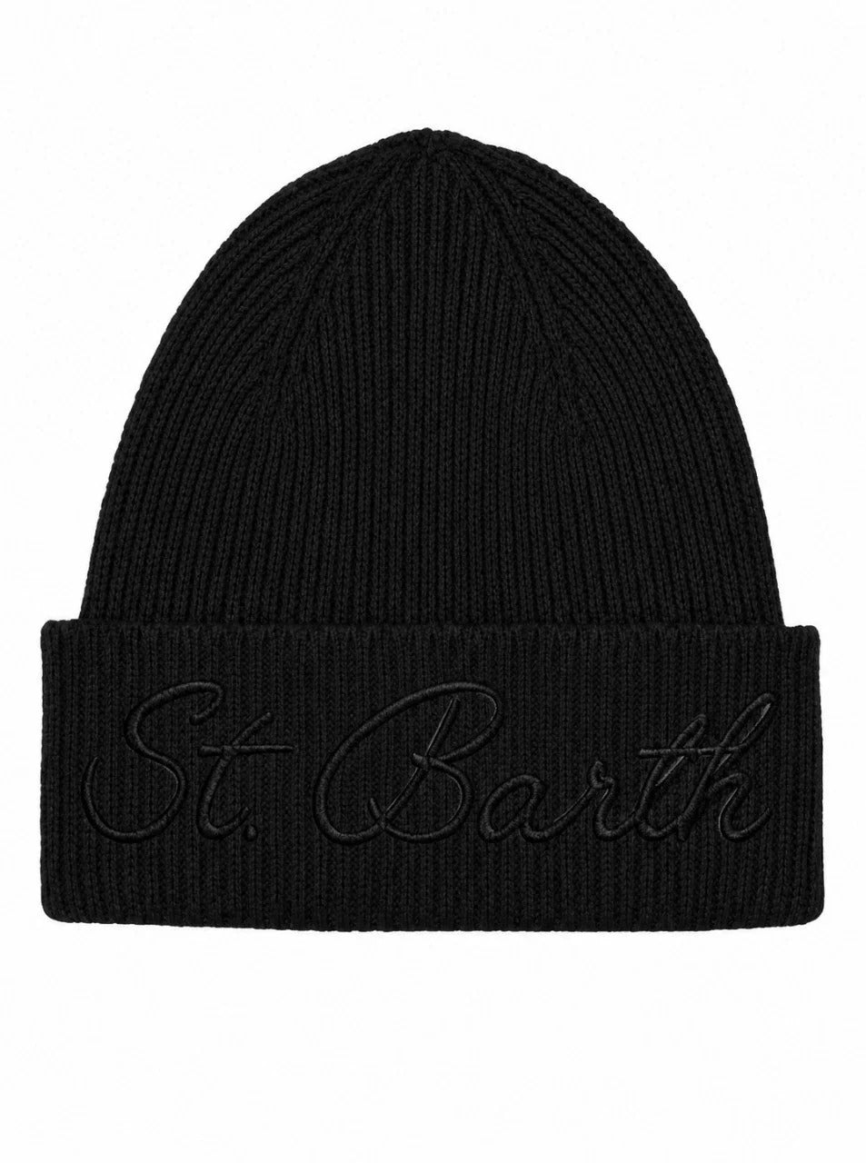 Berretto per donna MC2 St. Barth nero con logo ricamato sul davanti MOS0008 00068M MC2 SAINT BARTH 