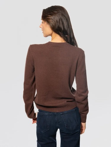 Maglione Girocollo Strassata con Strass Marrone QUE0010 04342M MC2 SAINT BARTH 