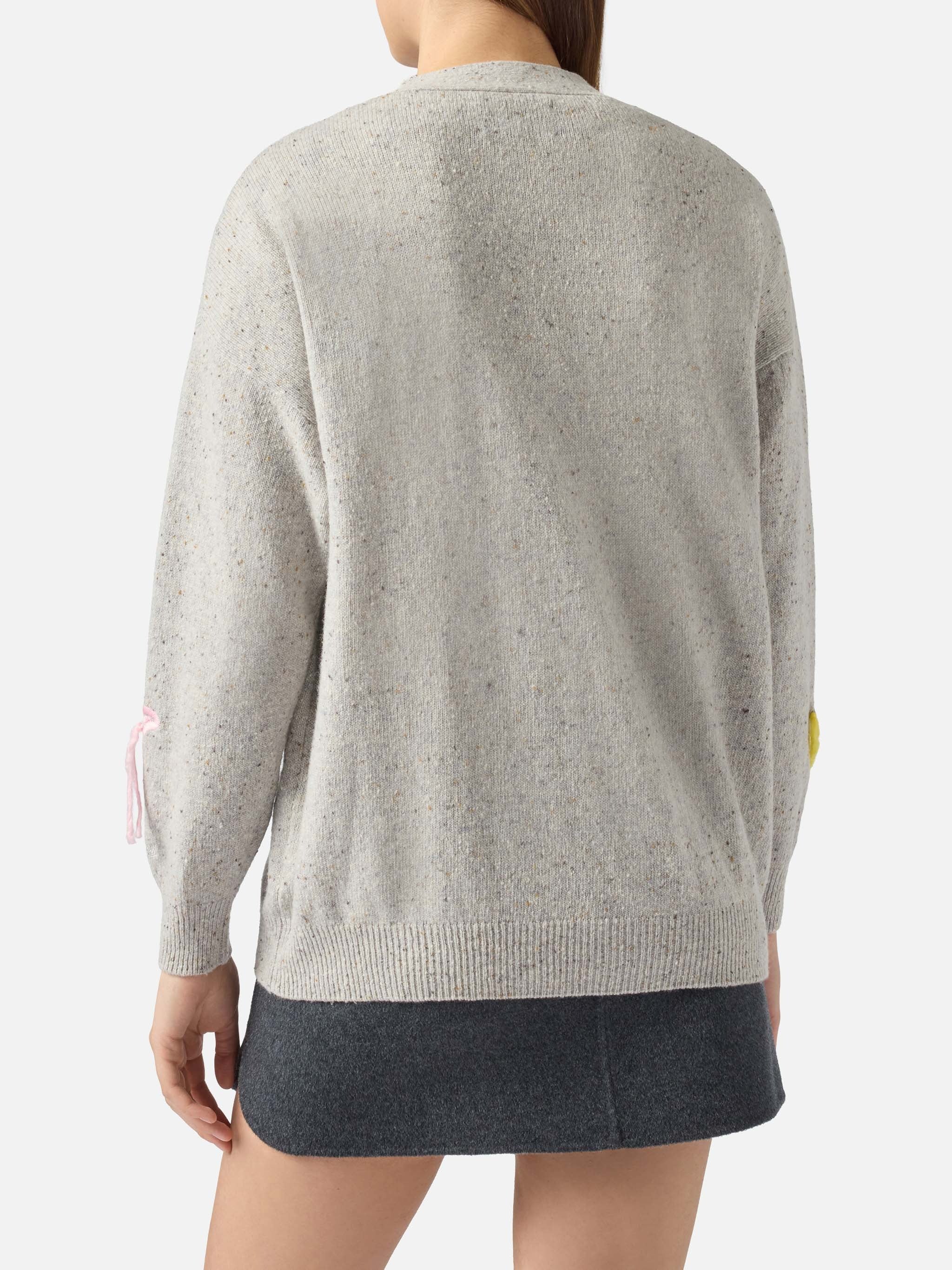 SASI DONEGAL SASI002 - Cardigan oversize Sasi in filato Donegal con bottoni e ricamo Popeye SASI002 00150M MC2 SAINT BARTH 