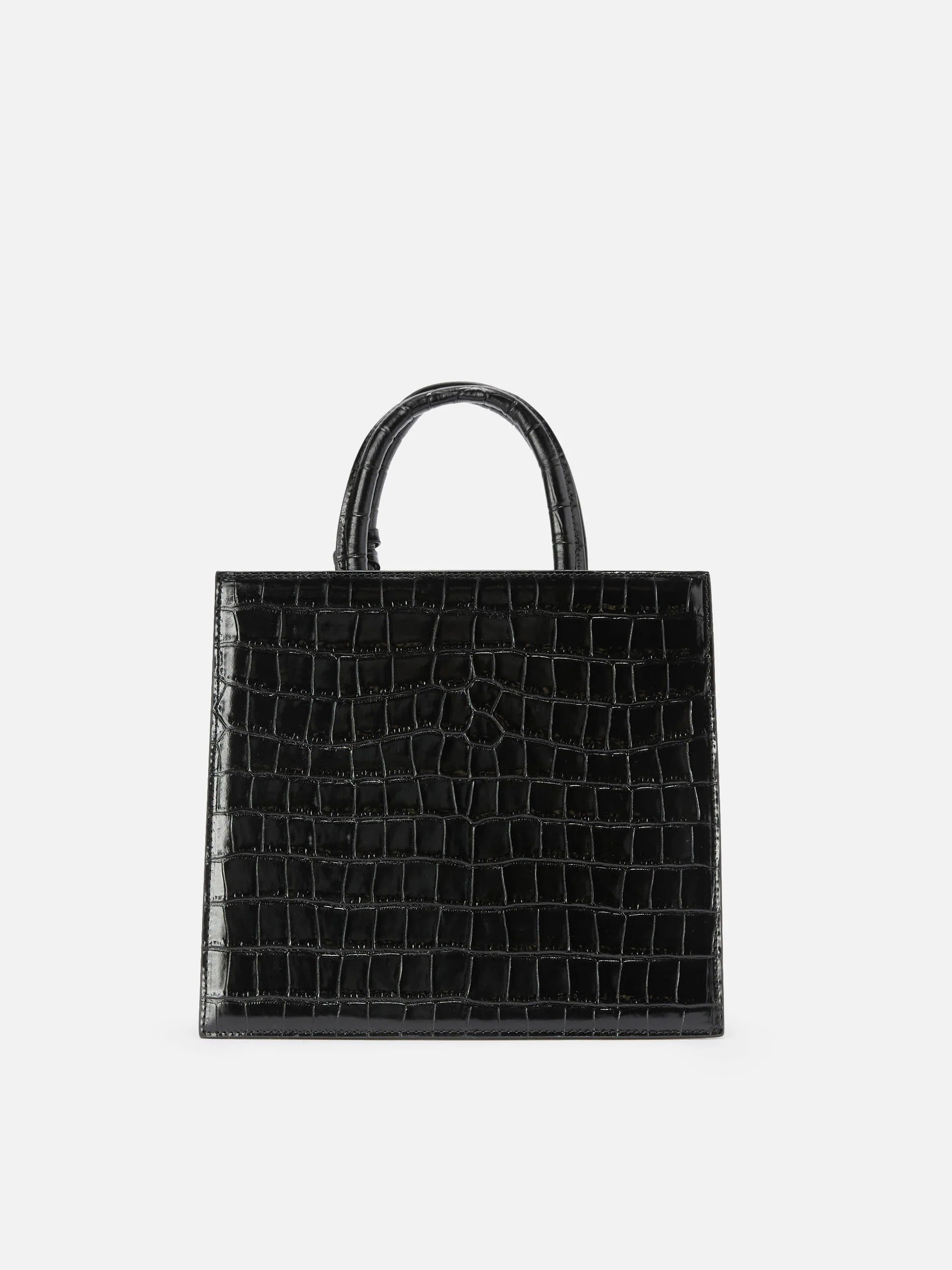 Borsa Medium Shop nera in pelle stampa cocco con placca logo in metallo SHBM0001 00721M MC2 SAINT BARTH 