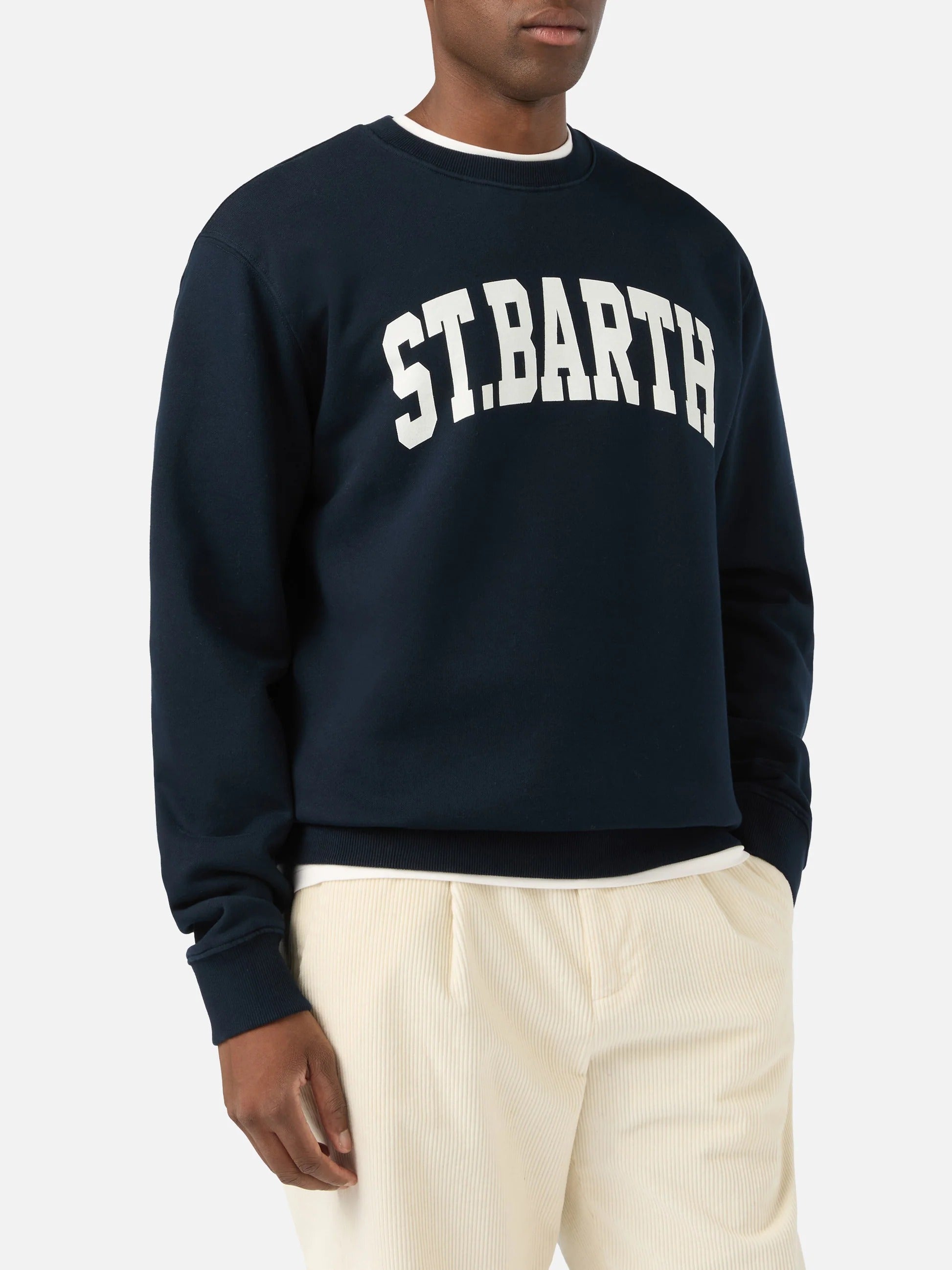 Felpa Soho in cotone blu navy con stampa di St. Barth SOH0004 01671M MC2 SAINT BARTH 