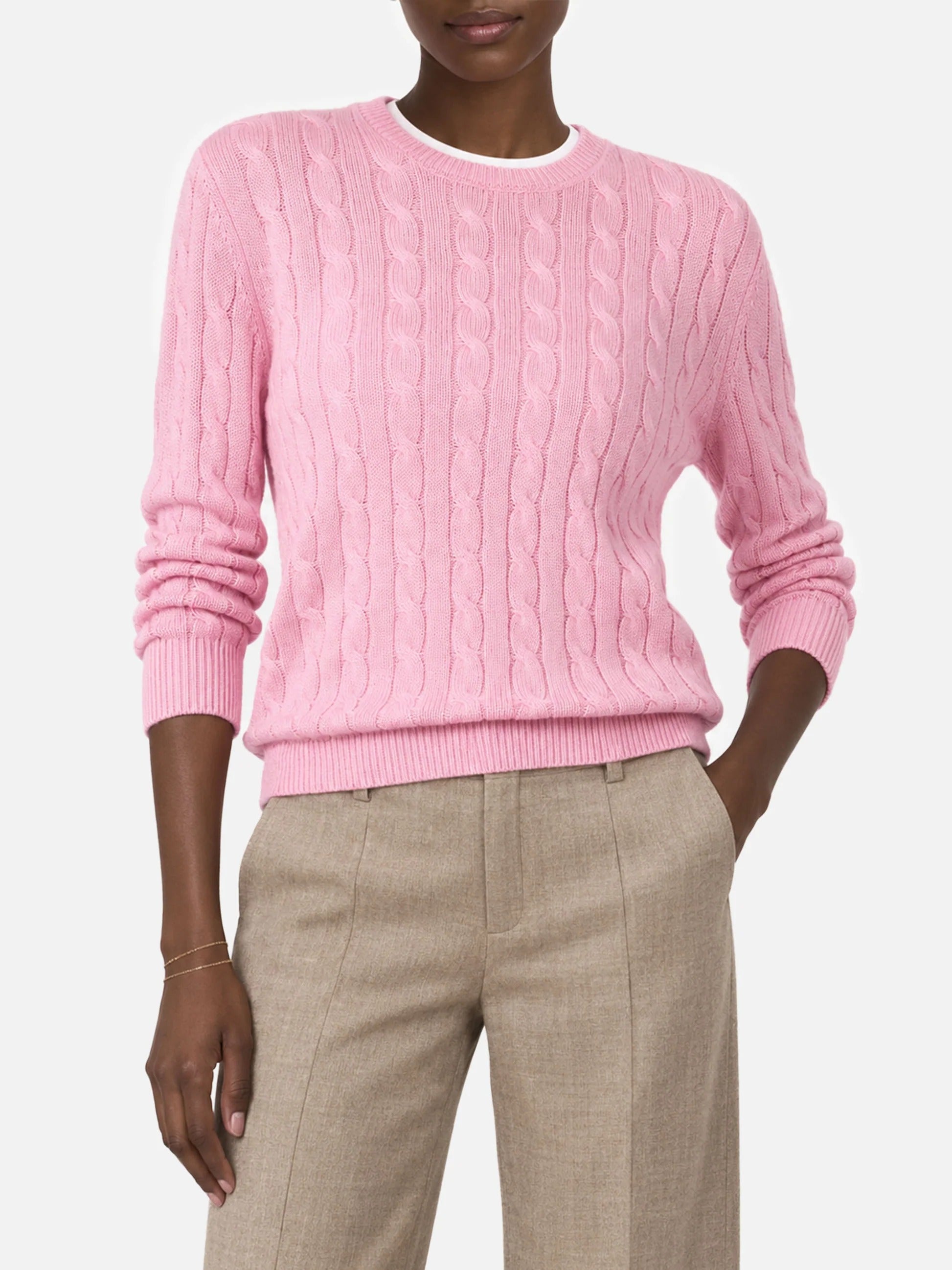 Maglione Sorbonne rosa a trecce SORB005 00006M MC2 SAINT BARTH 