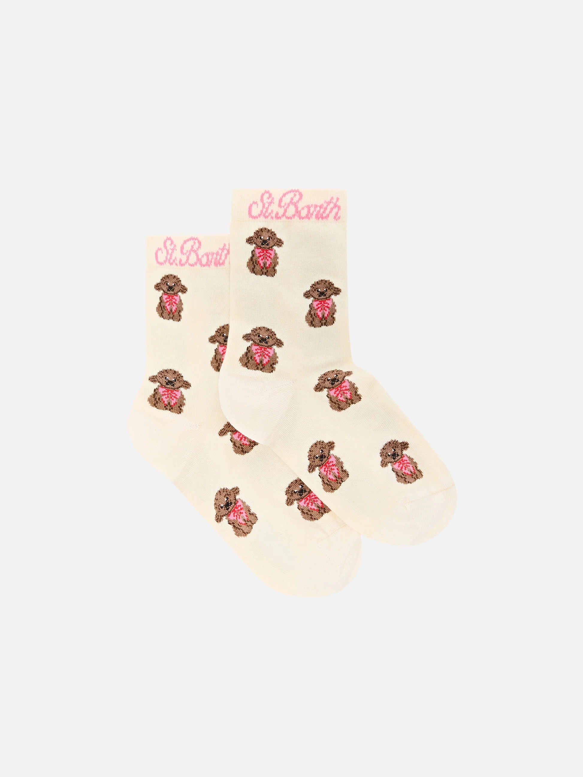 Calzini beige con motivo barboncini SOX0010M 00385M MC2 SAINT BARTH 