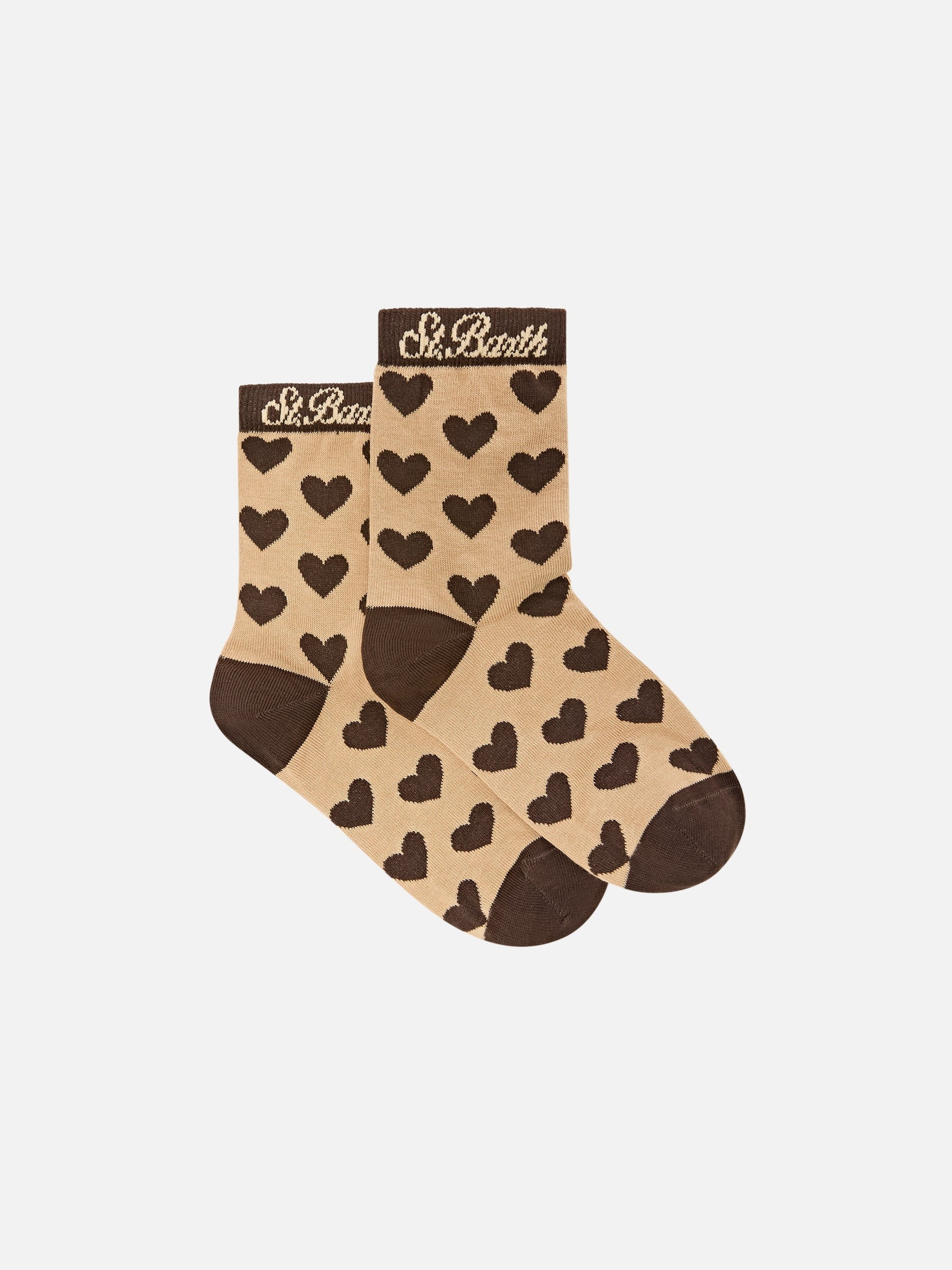 Calzini beige con motivo cuori SOX0010M 02560M MC2 SAINT BARTH 