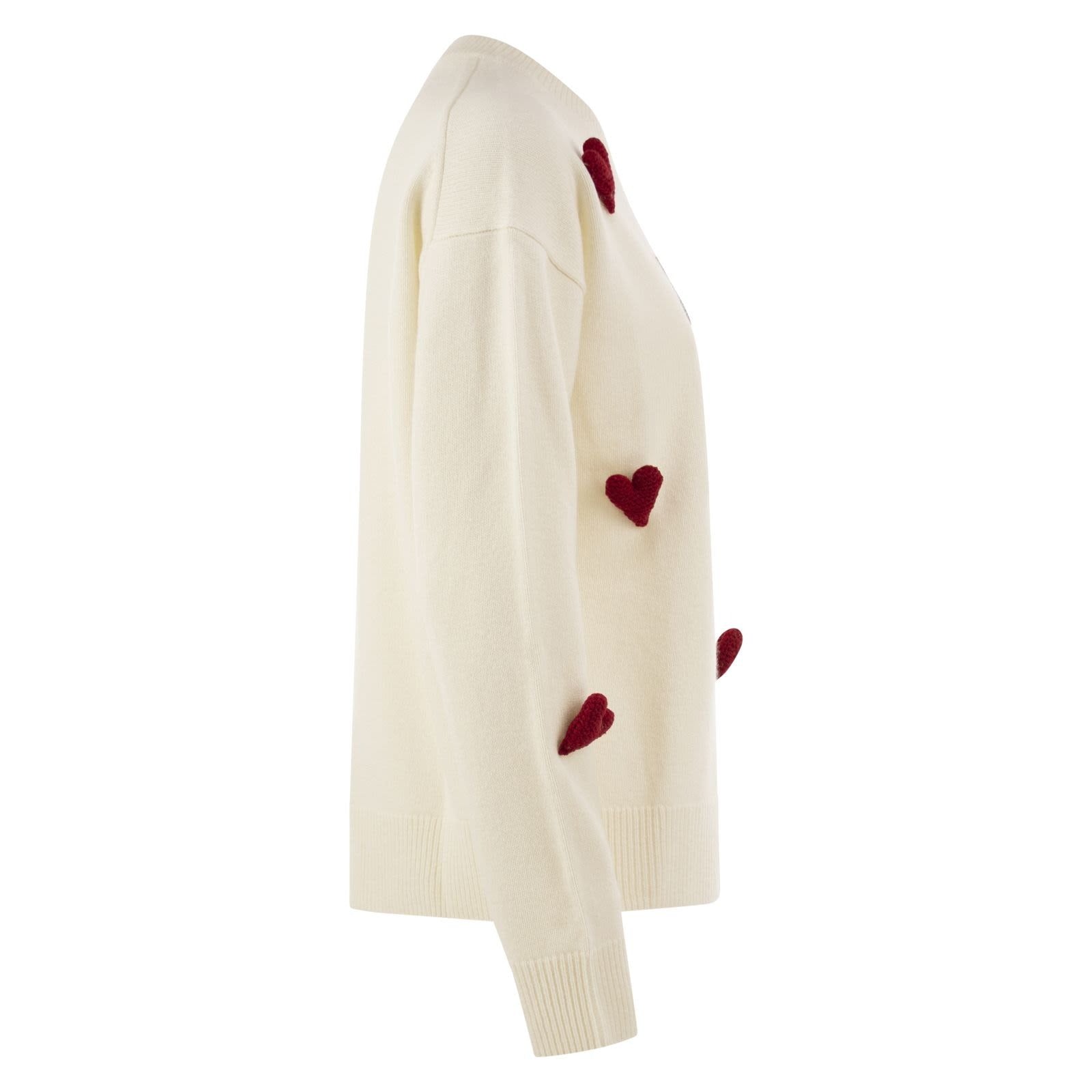 MC2 SAINT BARTH TESSA - Maglione in misto lana e cashmere con cuori applicati NATURALE TESS001 03751M MC2 SAINT BARTH 