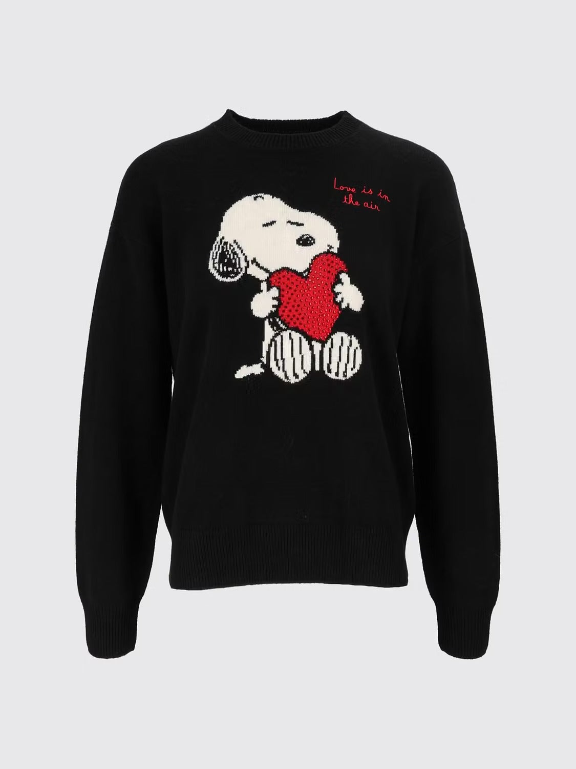 Maglia girocollo MC2 SAINT BARTH in misto lana e cashmere con stampa grafica Snoopy love heart 00 strass TESS001 03930M MC2 SAINT BARTH 