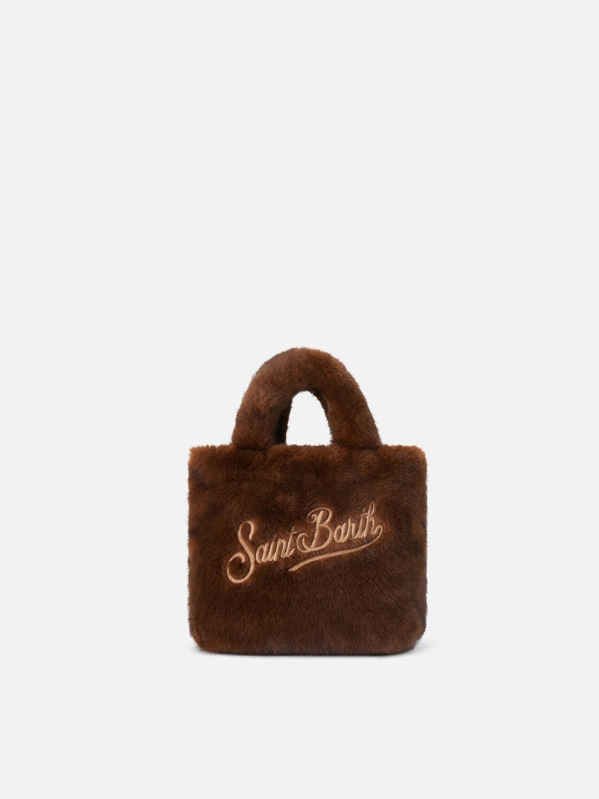 Borsa Mini Vanity Soft marrone in effetto pelliccia con ricamo logo VAMI021 00217M MC2 SAINT BARTH 