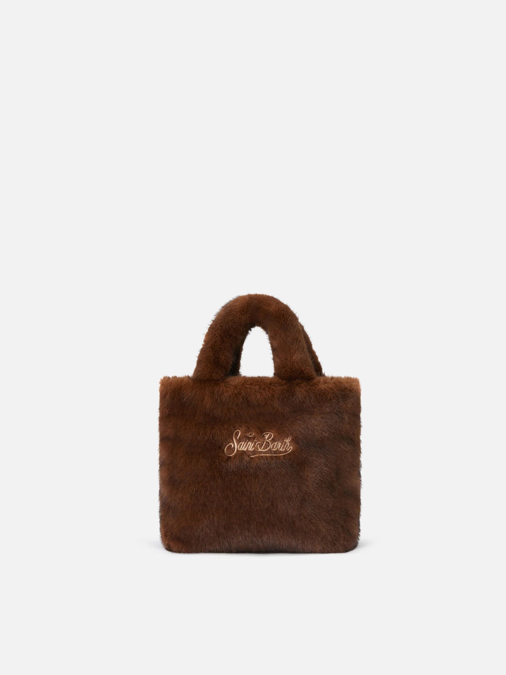 Borsa Mini Vanity Soft marrone in effetto pelliccia con ricamo logo VAMI021 00217M MC2 SAINT BARTH 