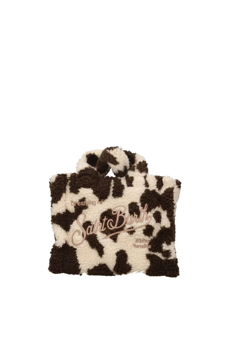 Borsa Mini Vanity marrone in tessuto teddy con stampa cow skin VAMI029 01973M MC2 SAINT BARTH 