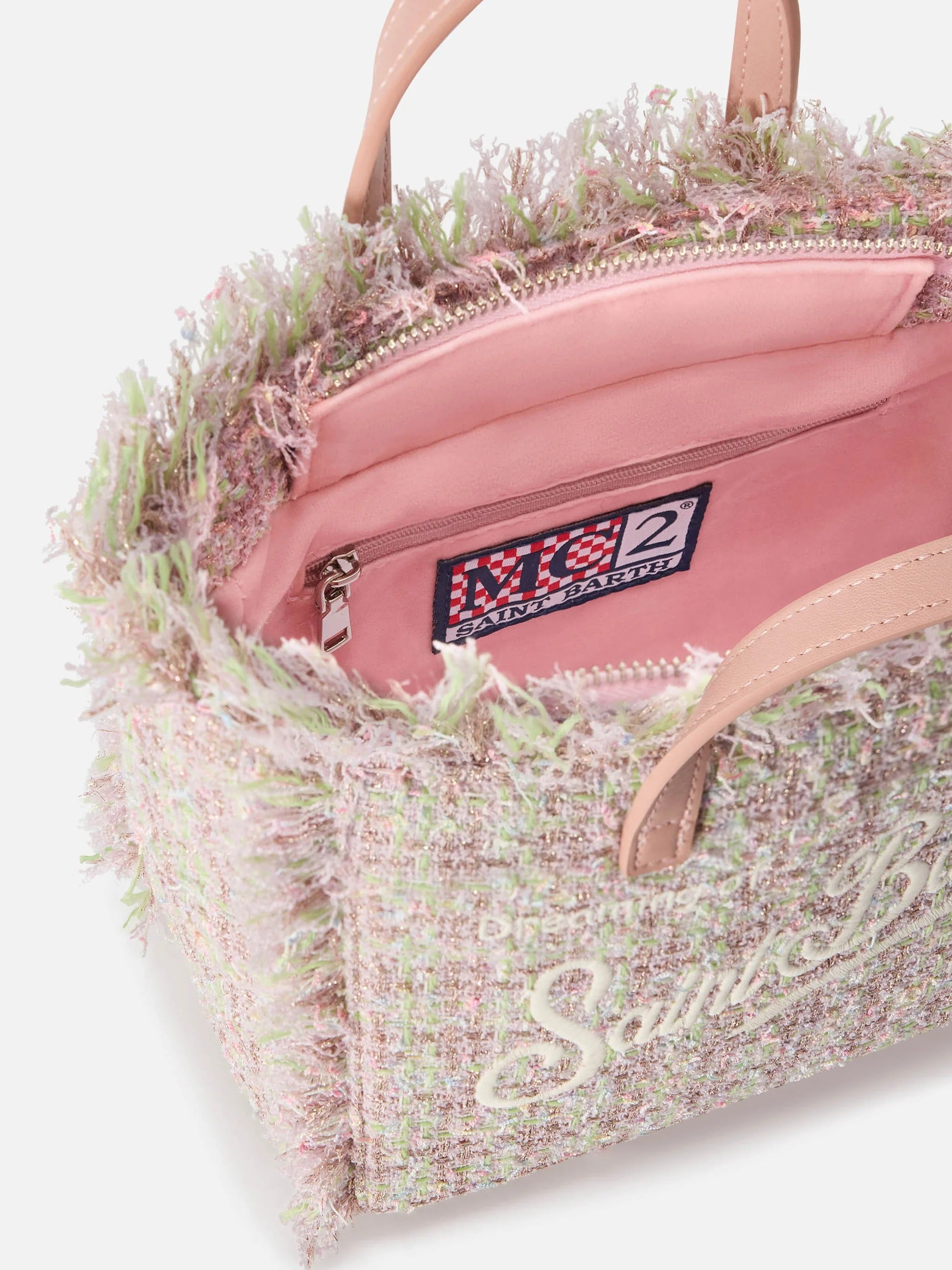 Borsa Mini Vanity rosa in tweed con filato lurex VAMI032 00171M MC2 SAINT BARTH 