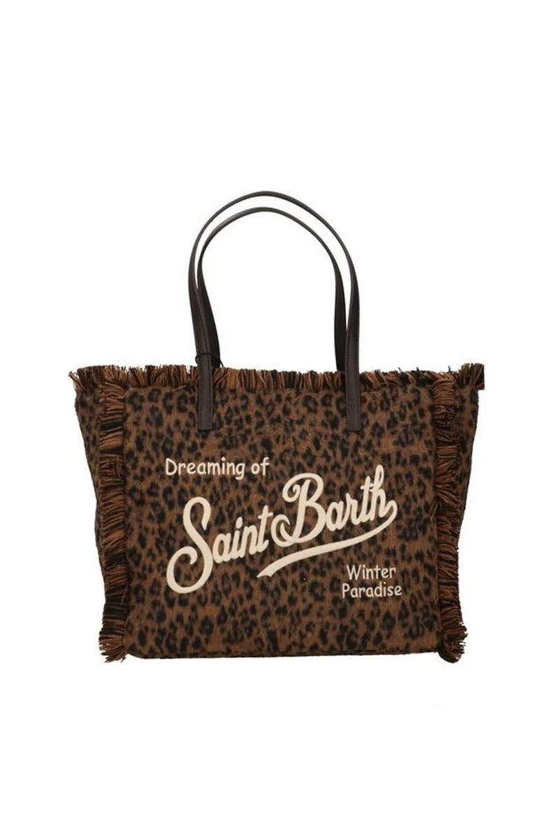 Borsa "Vanity Felt N" Saint Barth marrone scuro leopardata VANI047 00212M MC2 SAINT BARTH 