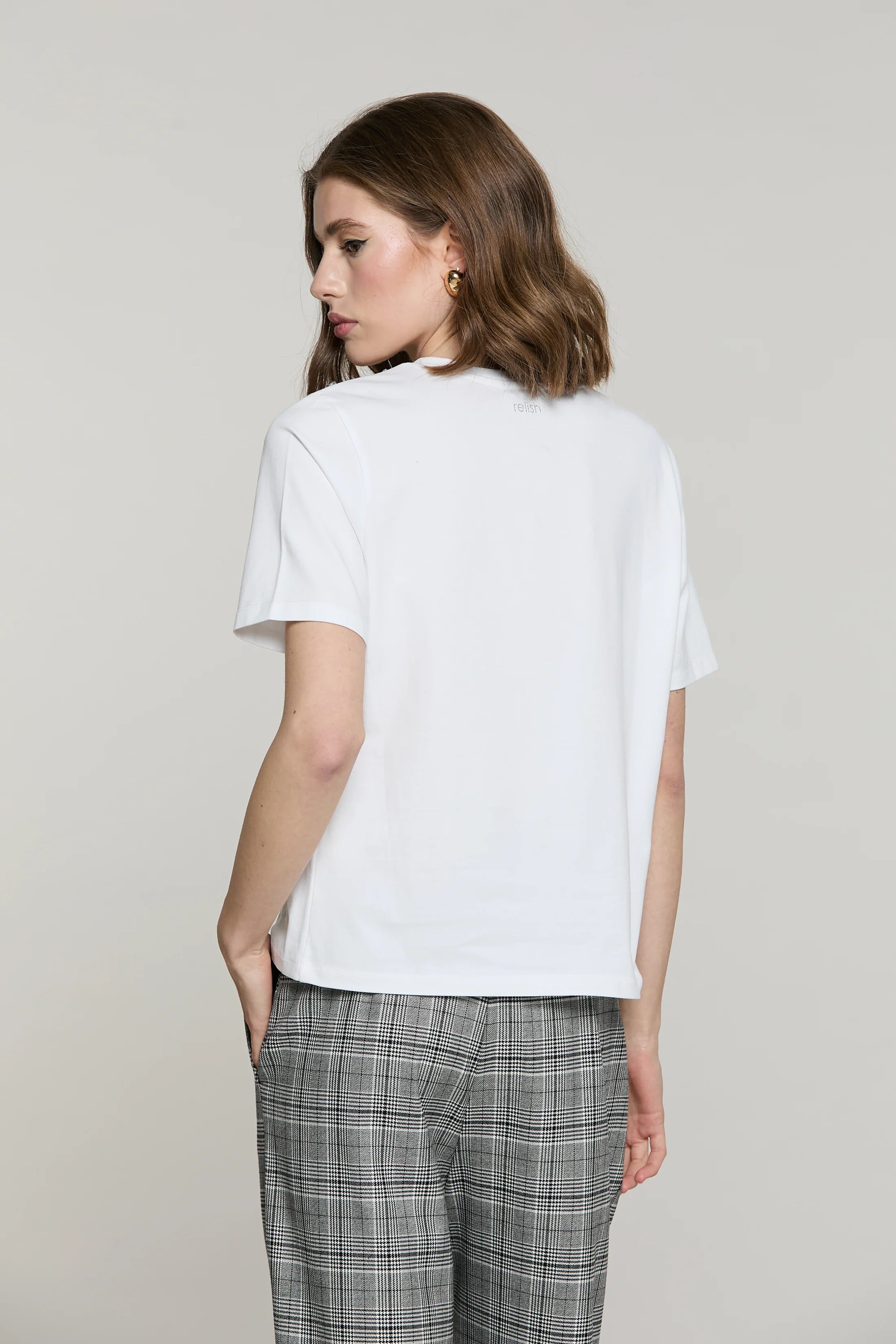 T-shirt DOODY mezza manica con castoni più strass bianca RDA2601016004 1100 RELISH 