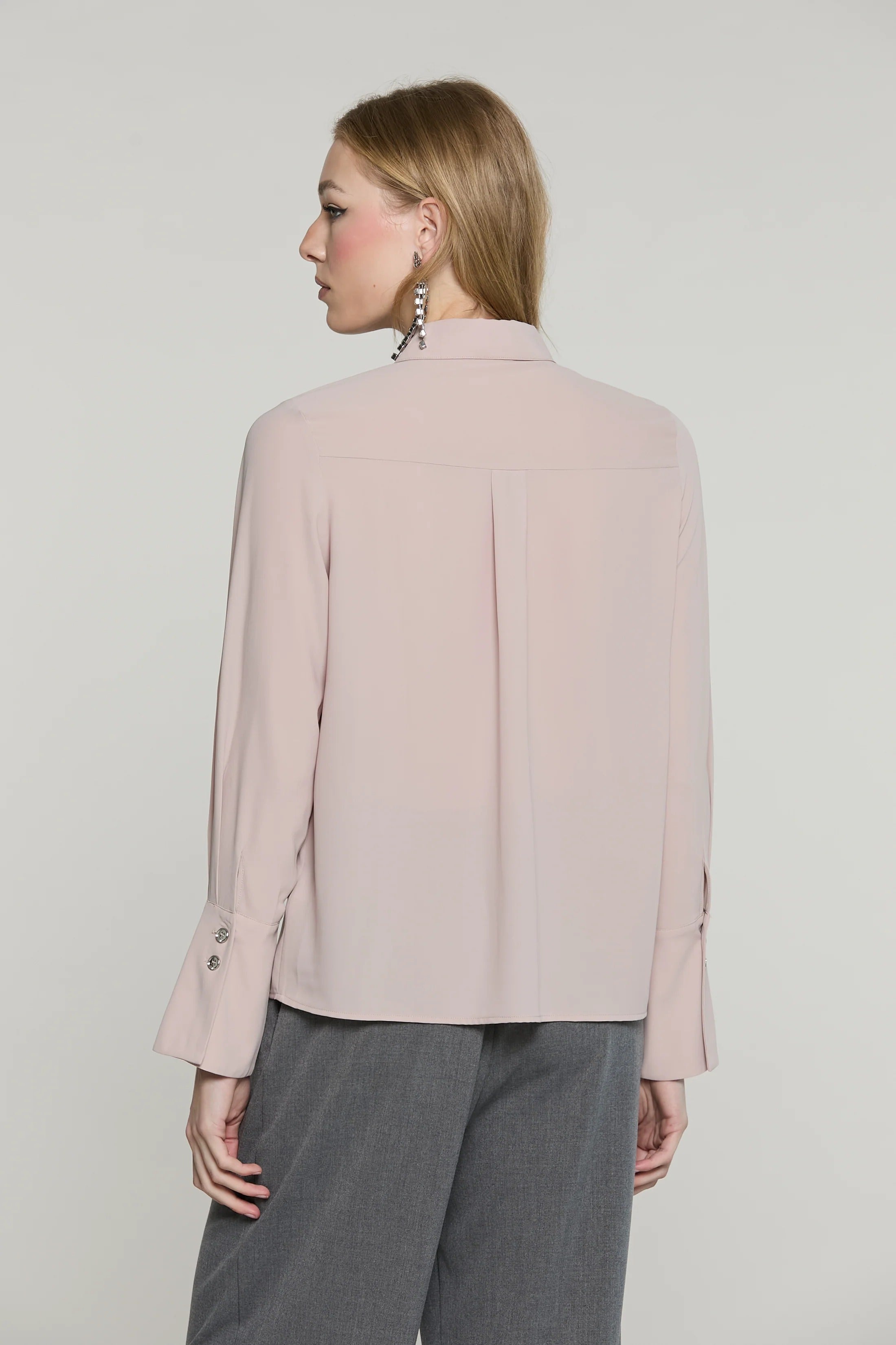 Camicia LA_GARZA manica lunga campana con bott.gioiello più gala rose smoke RDA2603009013 2409 RELISH 