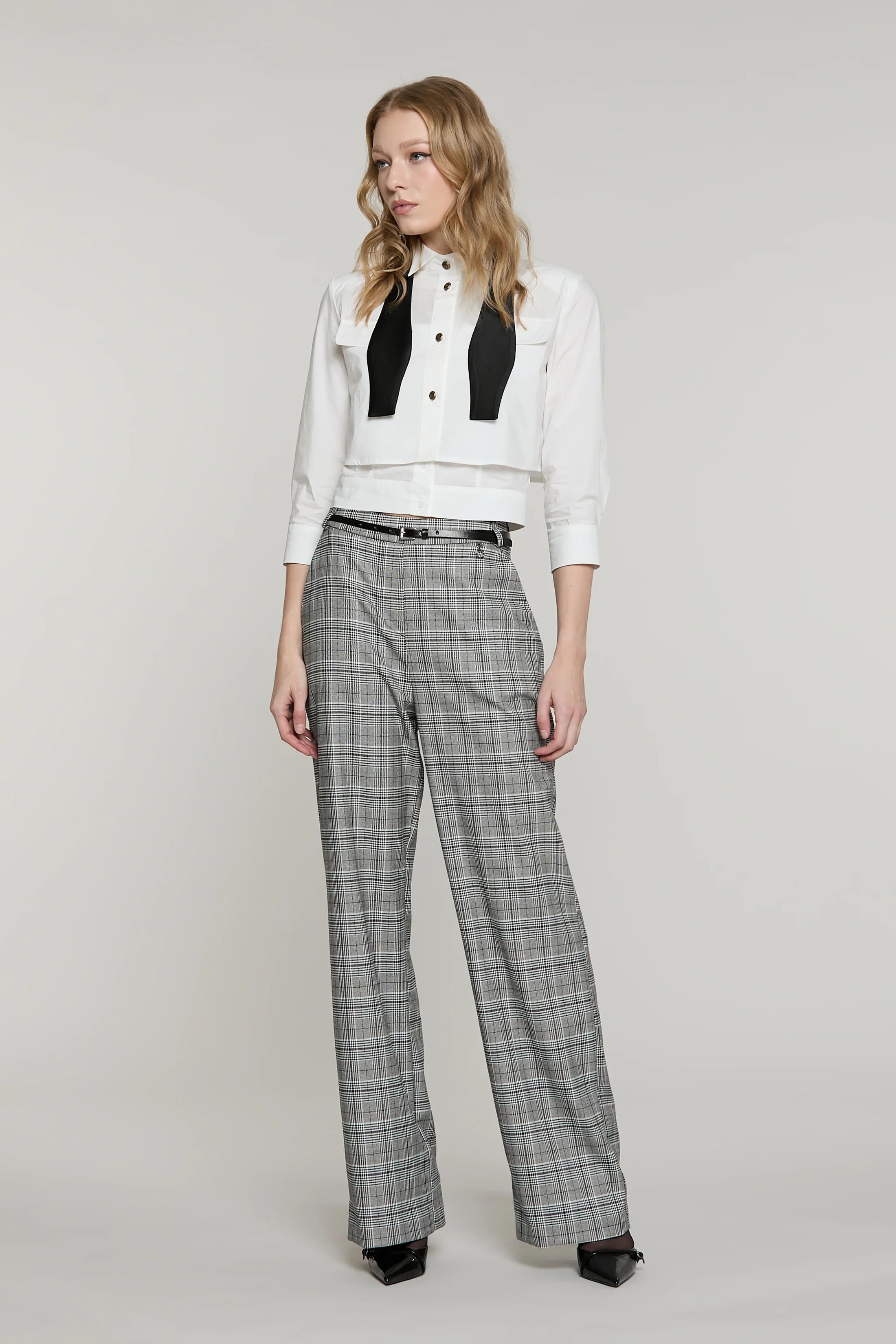 Camicia CORVINA corta manica 3/4 con patte più papillon milk RDA2603033001 1101 RELISH 