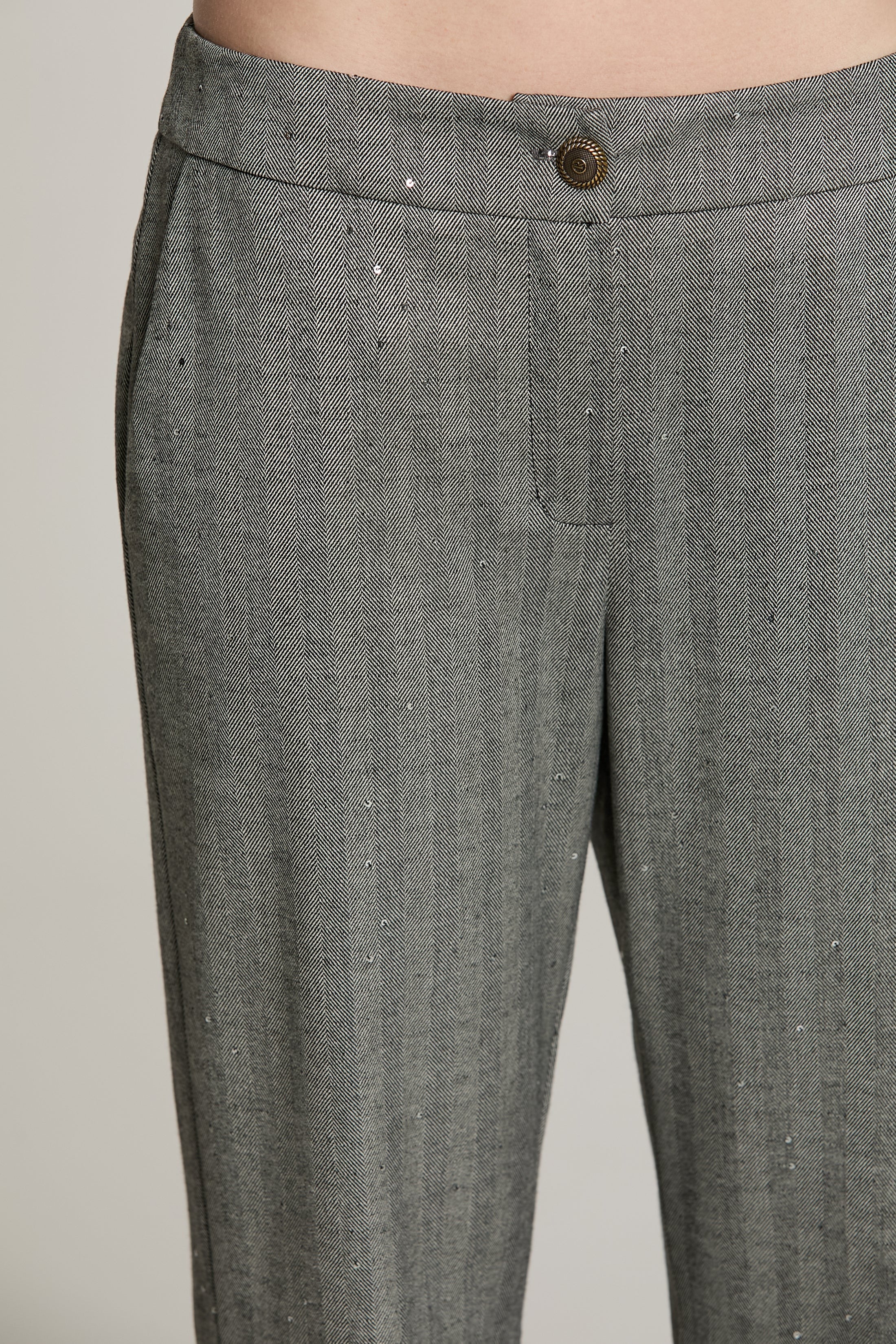 Pantalone RICKMAN vita alta con tasche francesi spigato più paillettes RDA2607455026 1199 RELISH 