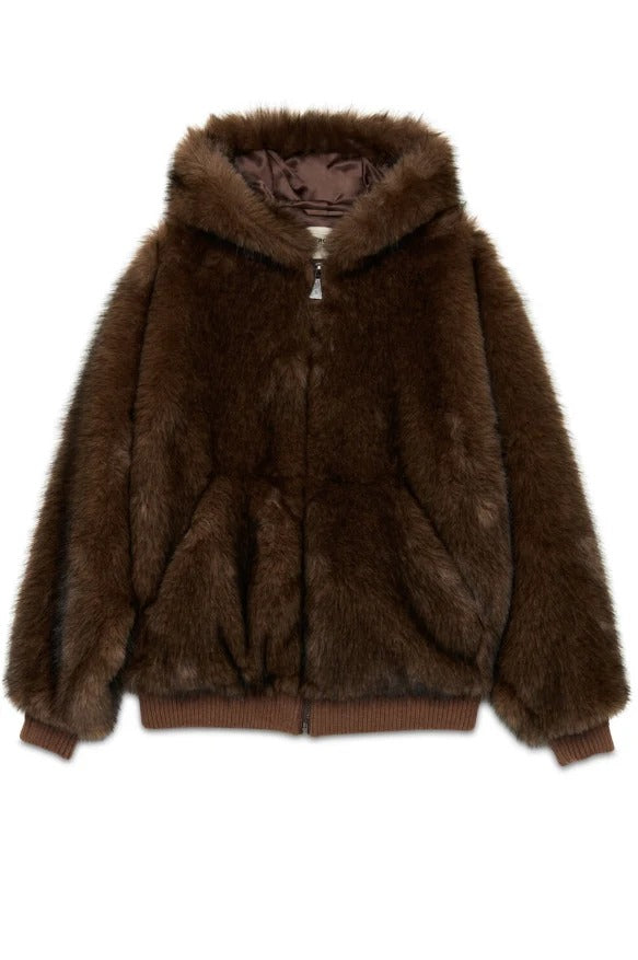 ROY ROGER'S Bomber con cappuccio in ecopelliccia RND90446CT03XXXX C0107 ROY ROGER'S 
