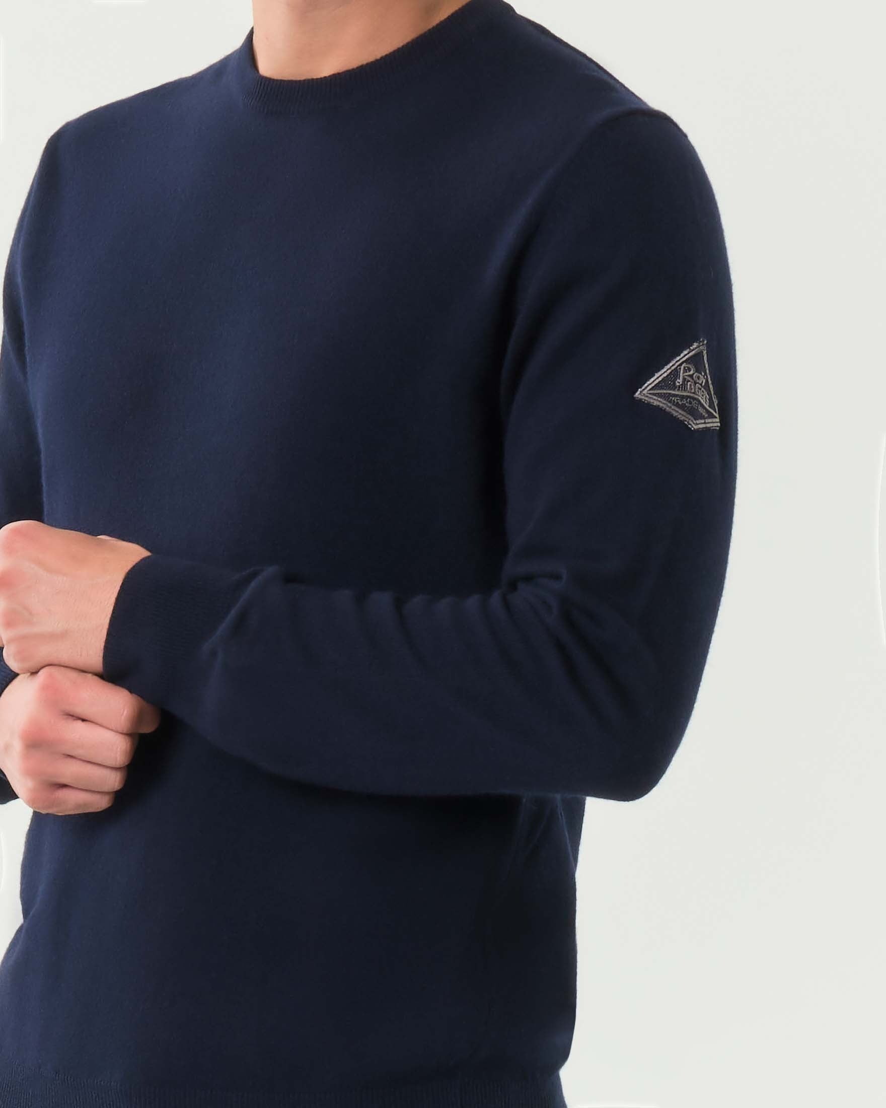 MAGLIA GIROCOLLO IN LANA E CASHMERE BLUE NAVY RRU199CT48XXXX C0048 ROY ROGER'S 