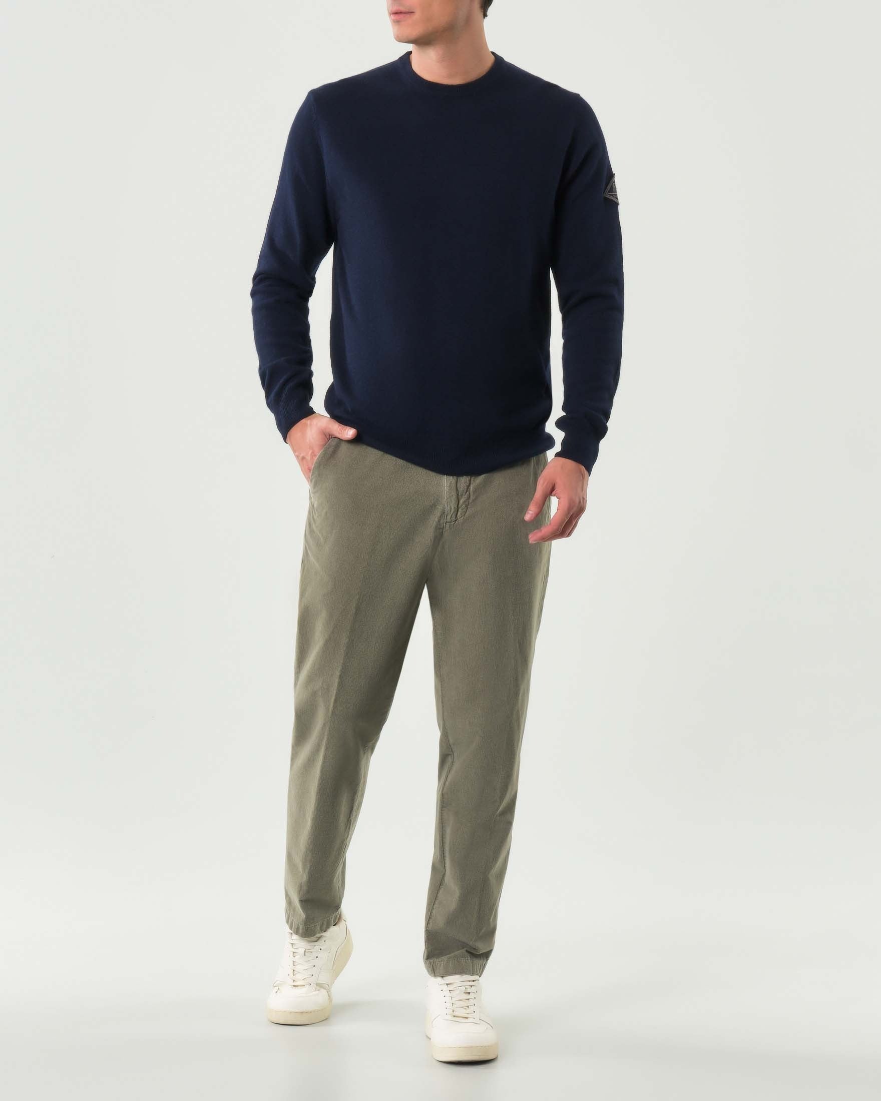MAGLIA GIROCOLLO IN LANA E CASHMERE BLUE NAVY RRU199CT48XXXX C0048 ROY ROGER'S 