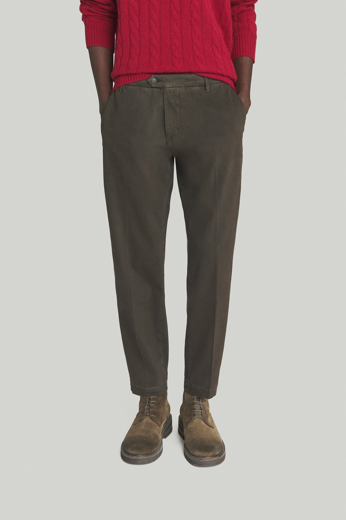 PANTALONE ROY ROGER'S CHINO CONDUIT IN GABARDINA BROWN RRU90120C8700112 C0241 ROY ROGER'S 