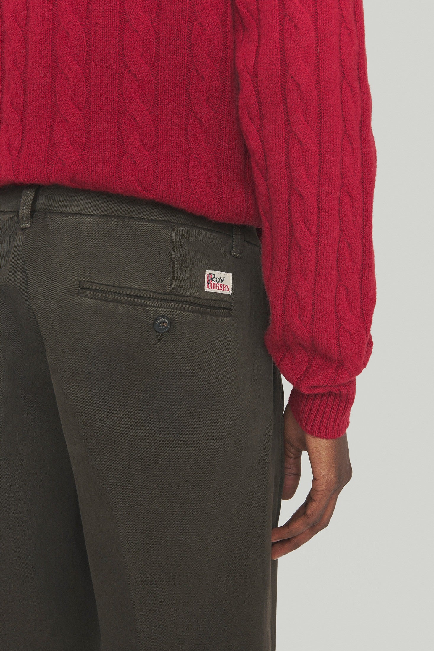 PANTALONE ROY ROGER'S CHINO CONDUIT IN GABARDINA BROWN RRU90120C8700112 C0241 ROY ROGER'S 