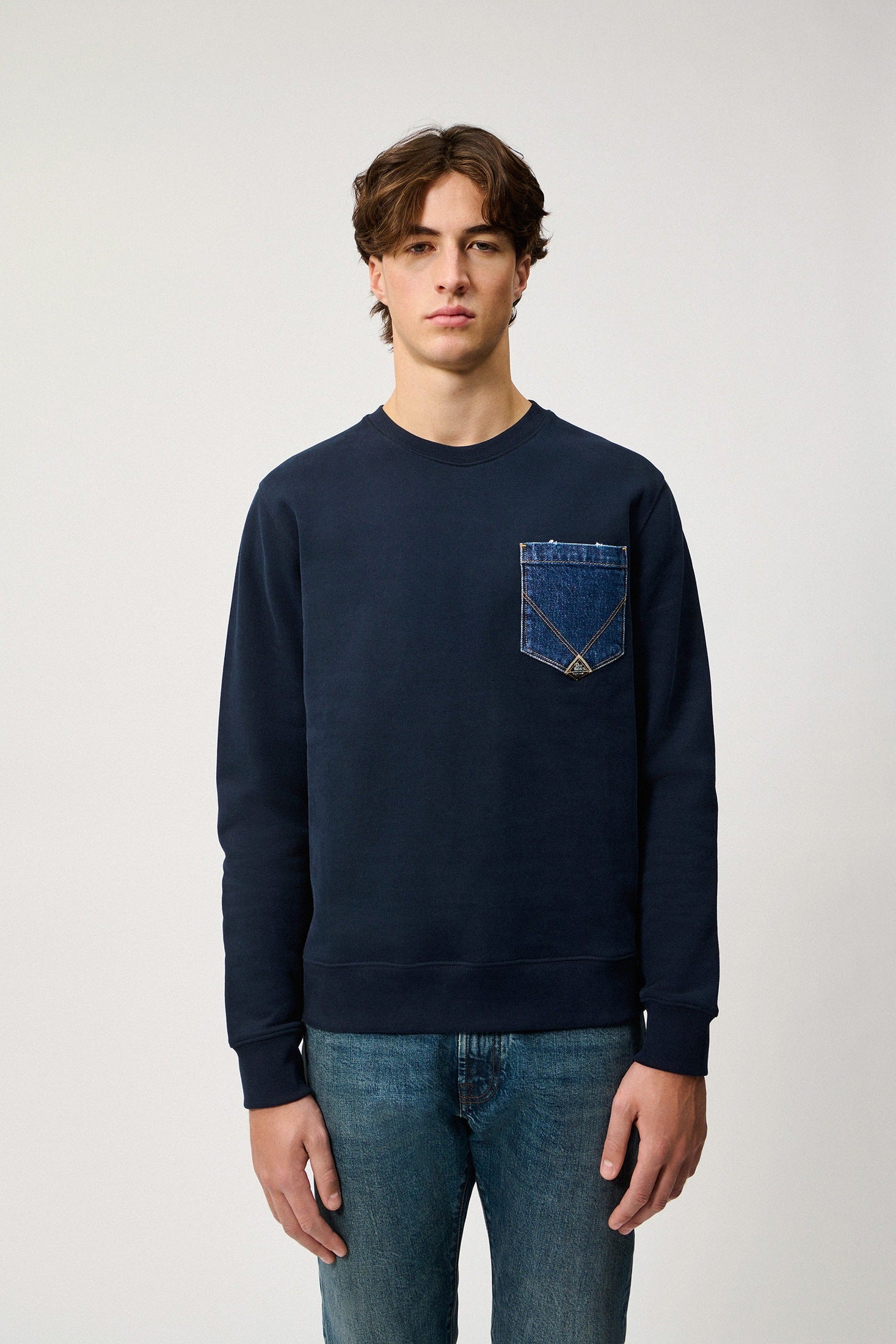 FELPA POCKET GIROCOLLO BLU NAVY RRU90397CU860124 C0048 ROY ROGER'S 