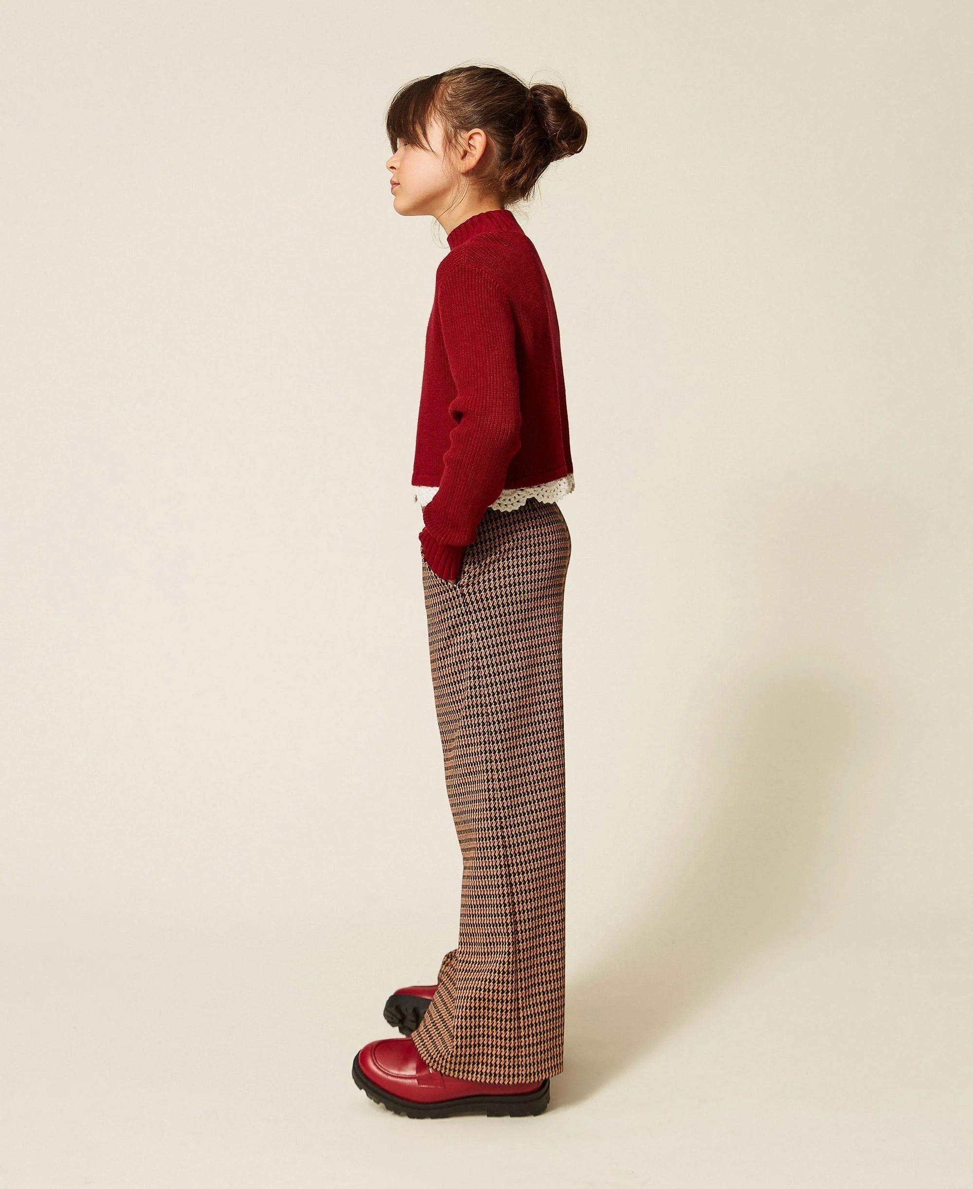 Pantaloni a palazzo in pied-de-poule 262GJ2092 13819 TWINSET 