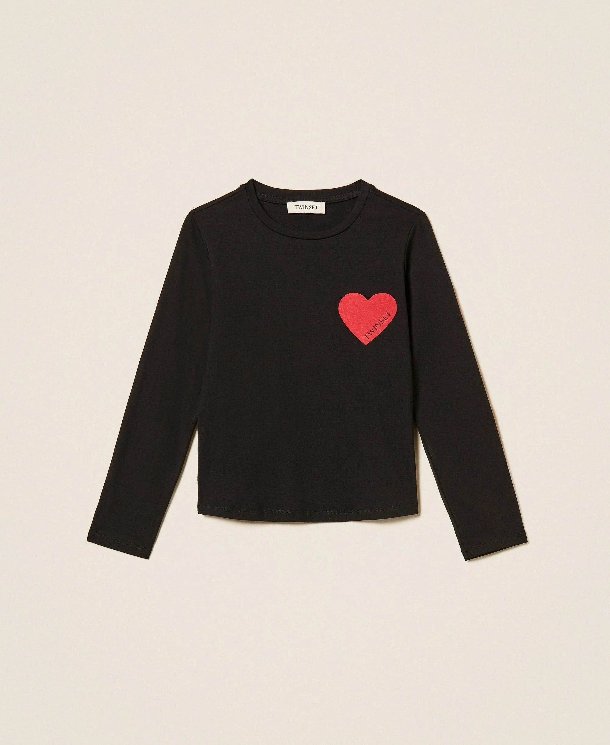 T-shirt regular con cuore nera 262GJ2291 13904 TWINSET 