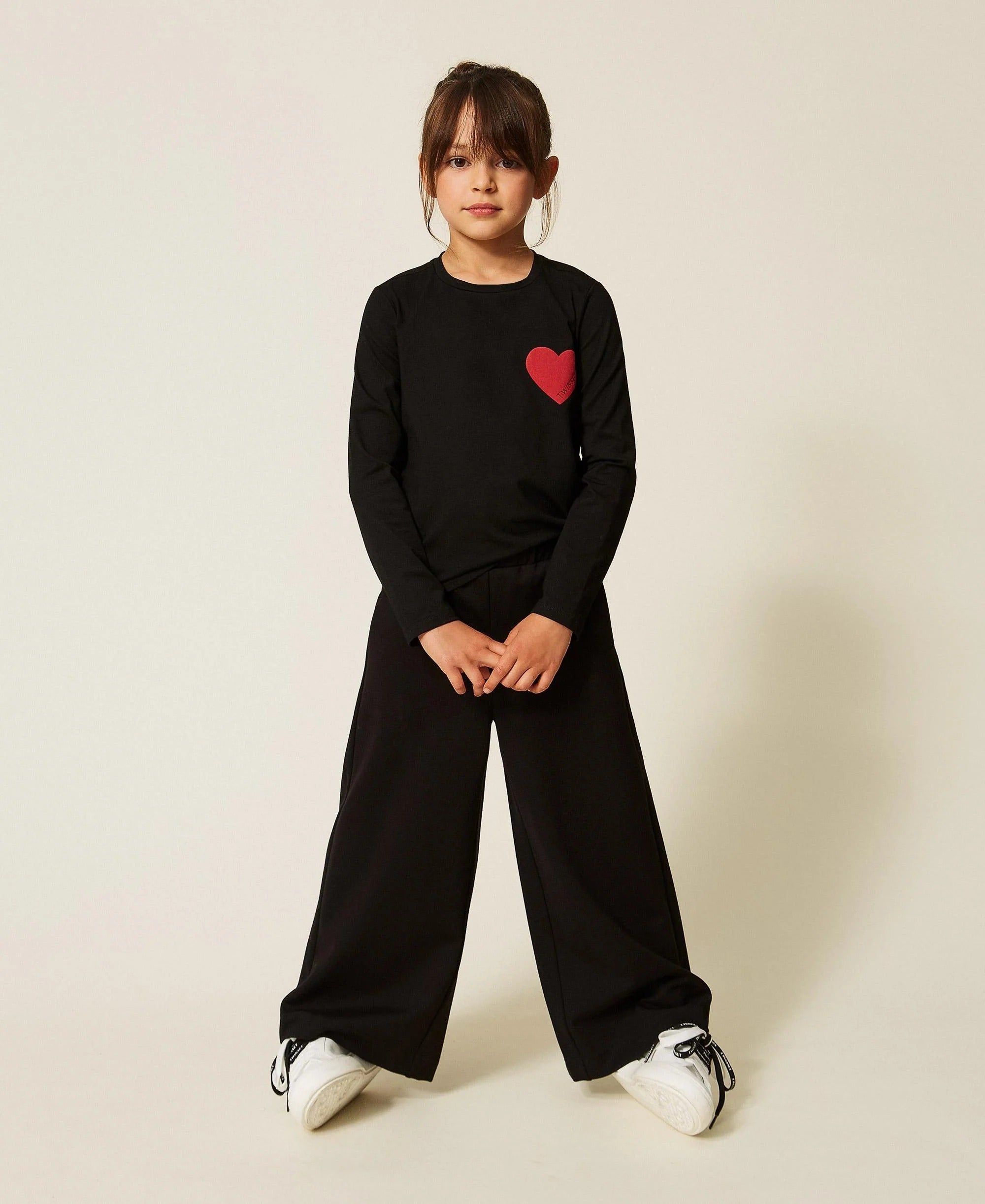 T-shirt regular con cuore nera 262GJ2291 13904 TWINSET 