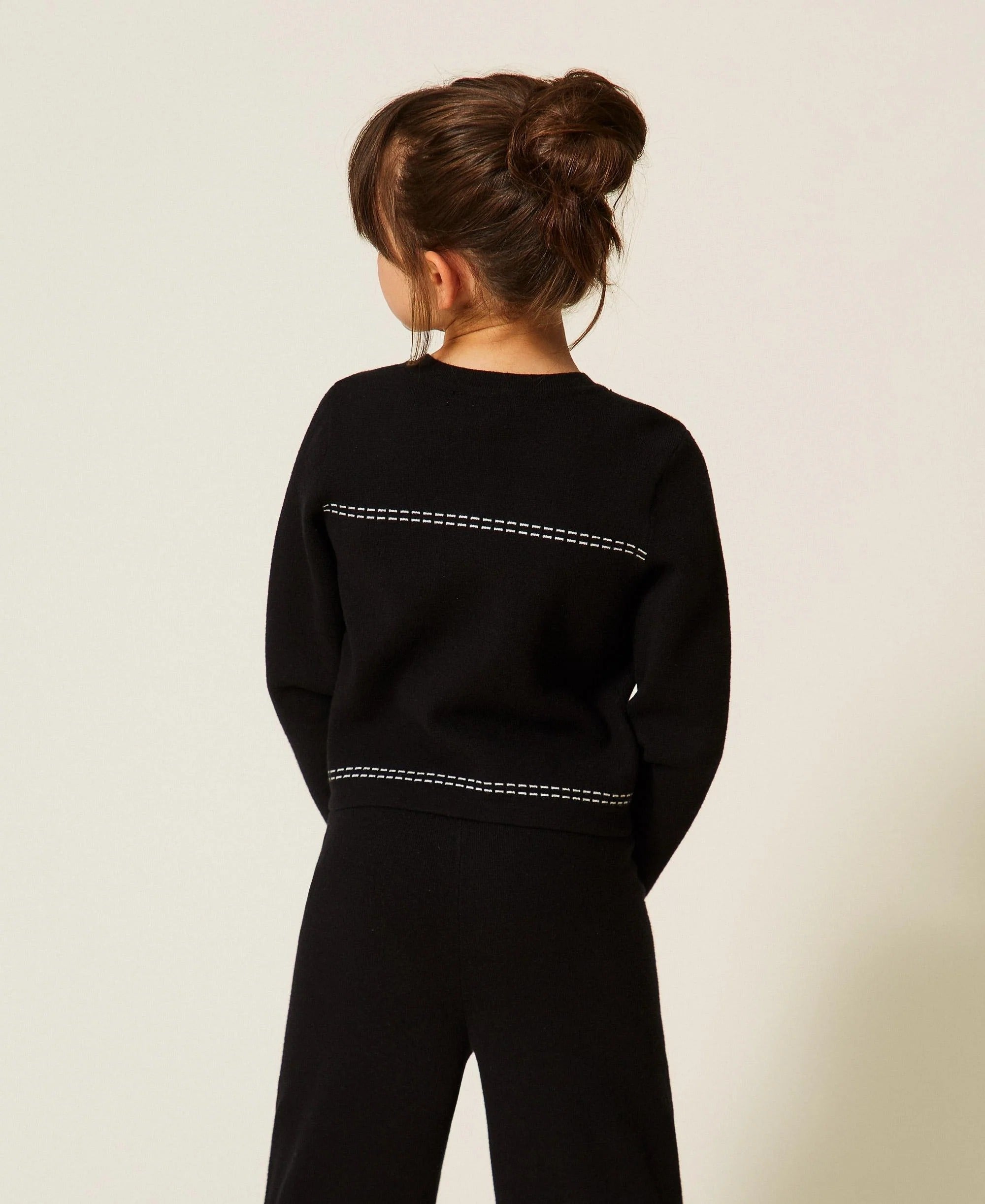 Giacca in maglia con impunture nera 262GJ3020 13894 TWINSET 