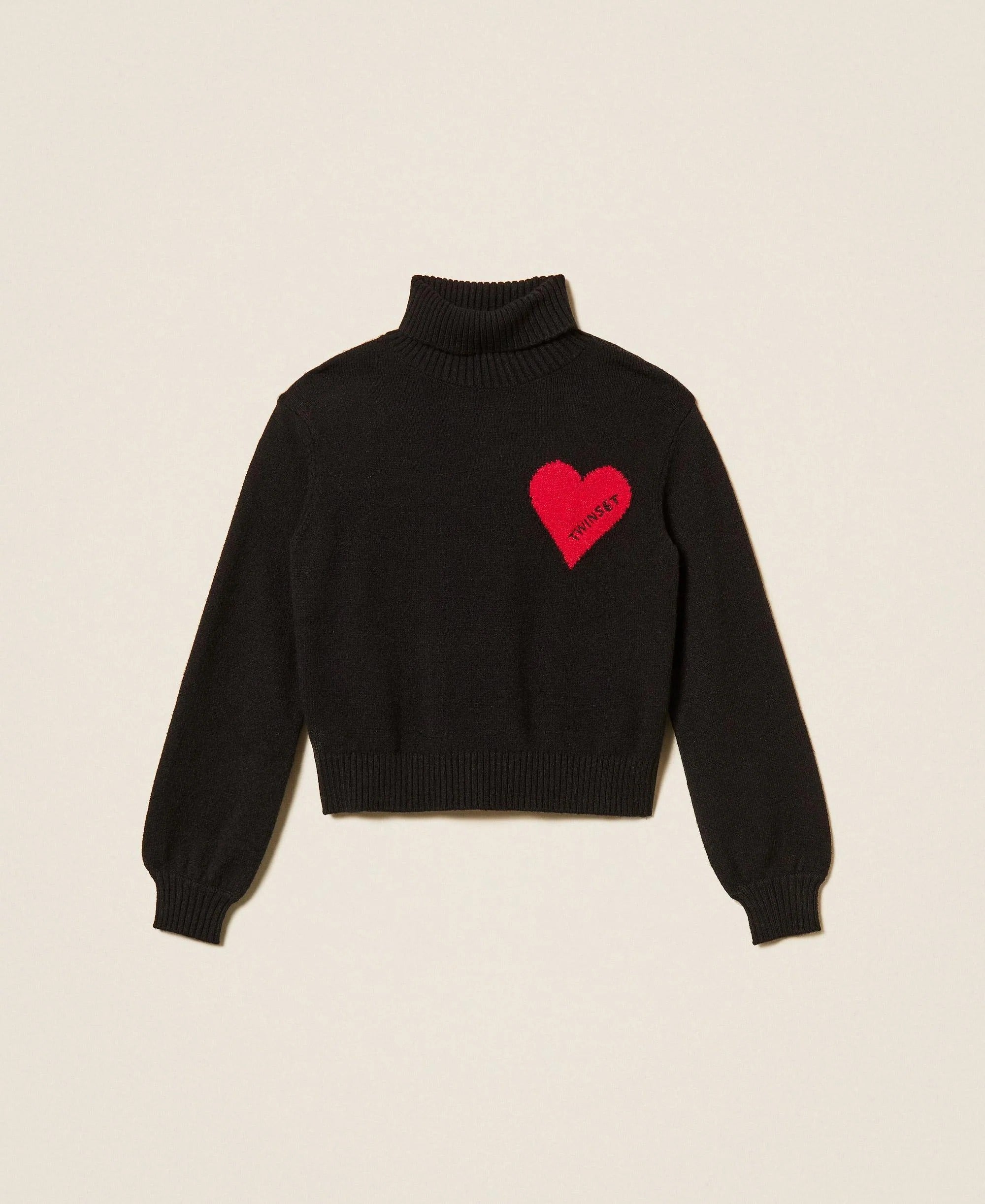 Maglia a lupetto con cuore e logo 262GJ3040 13774 TWINSET 