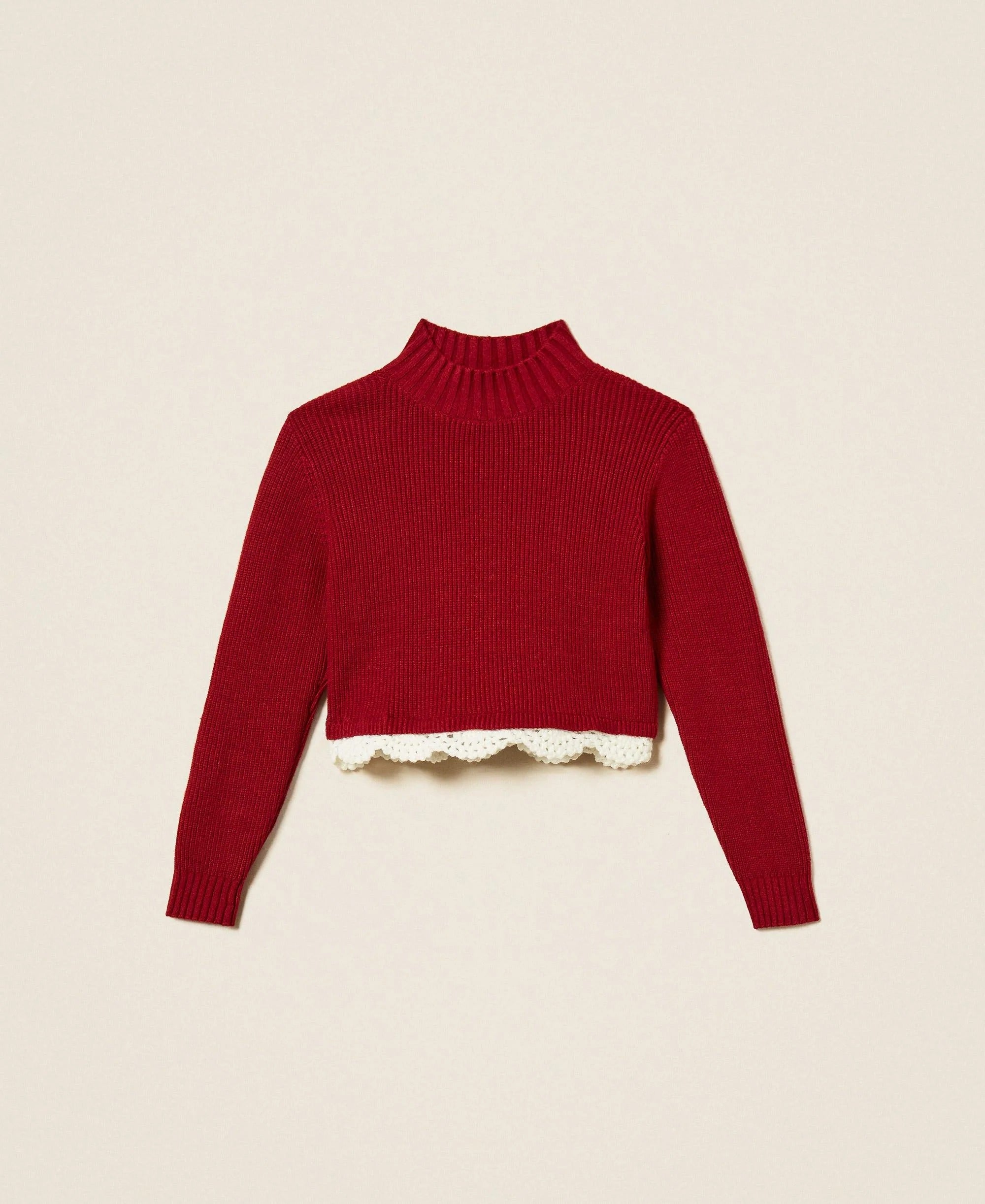 Maglia a lupetto con crochet red ruby 262GJ3080 13783 TWINSET 