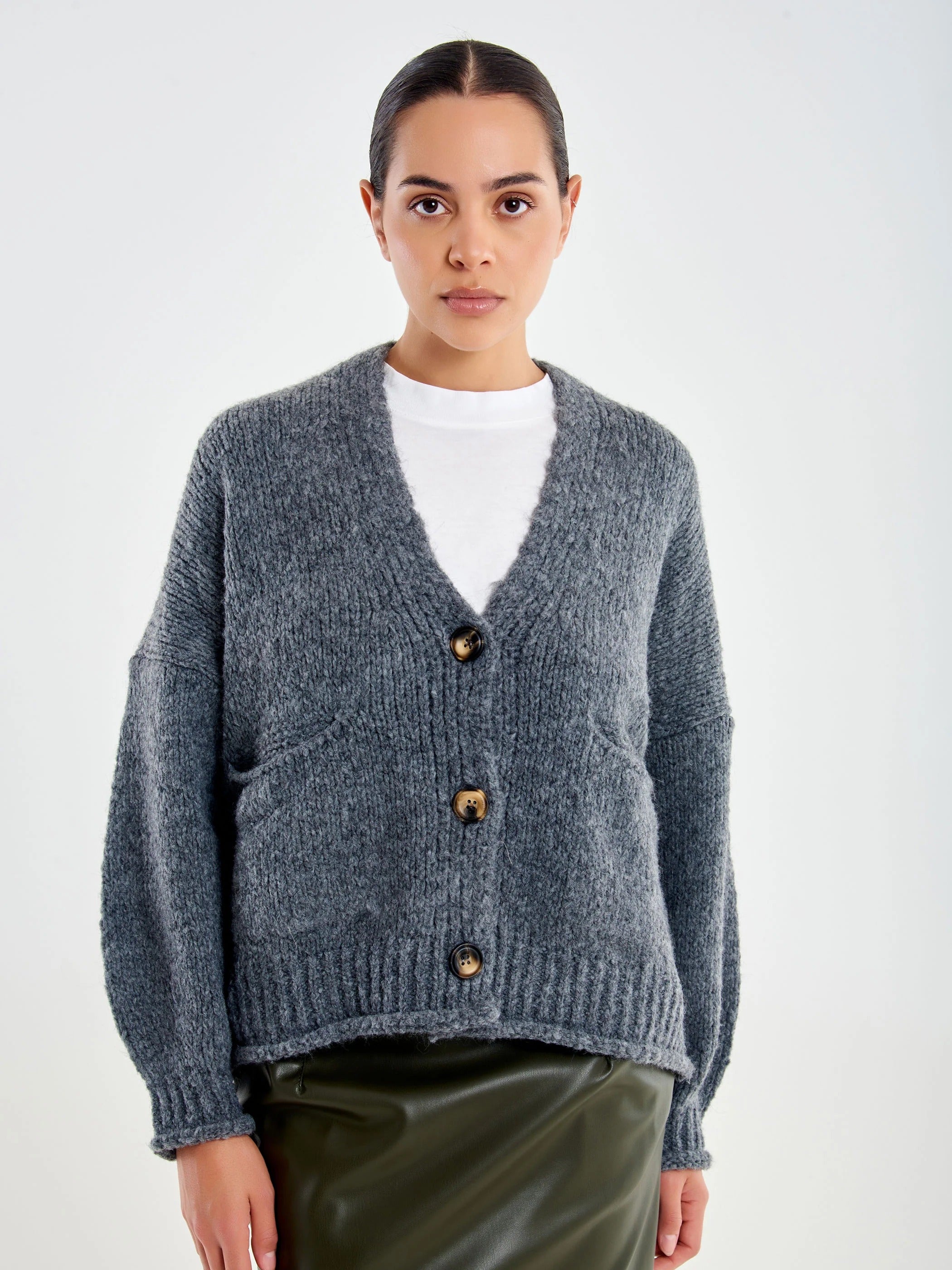 Cardigan Over con Bottoni grigio 3AC3007 GRIGIO VICOLO 