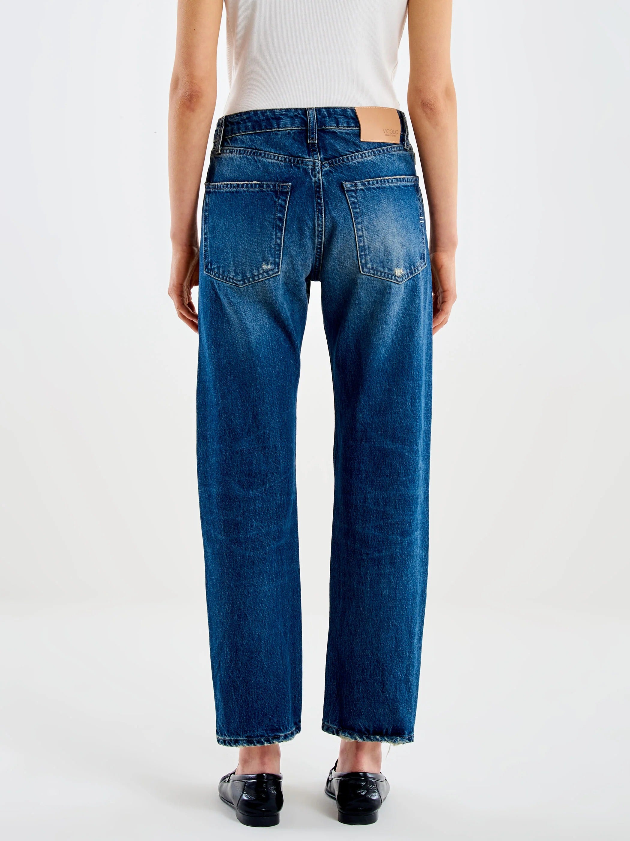 Jeans Zoe Blu Bottoni Gioiello DAC5099 DENIM BLU VICOLO 