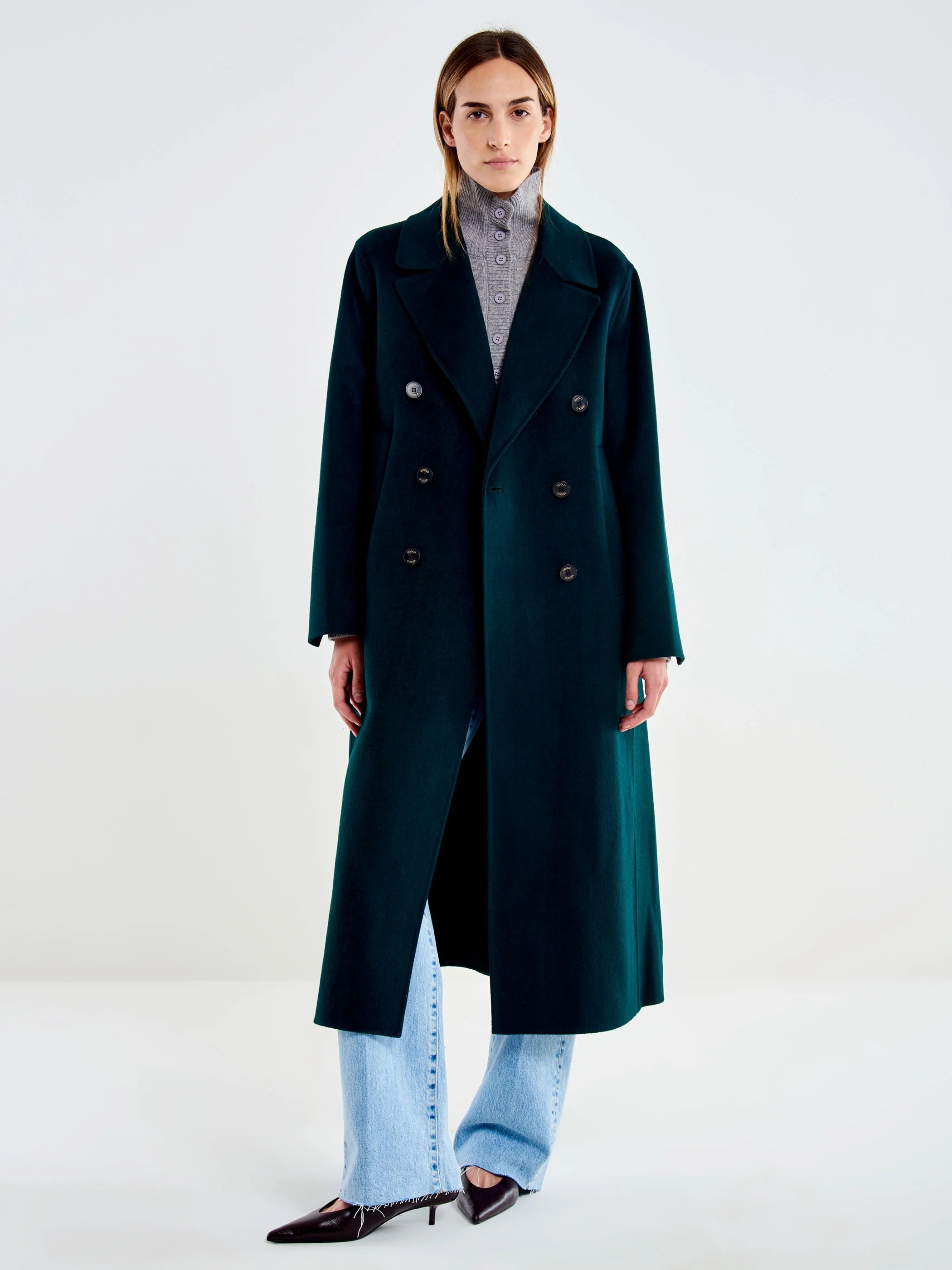 Cappotto Lungo Doppiopetto verde foresta TAC0011 FORESTA VICOLO 