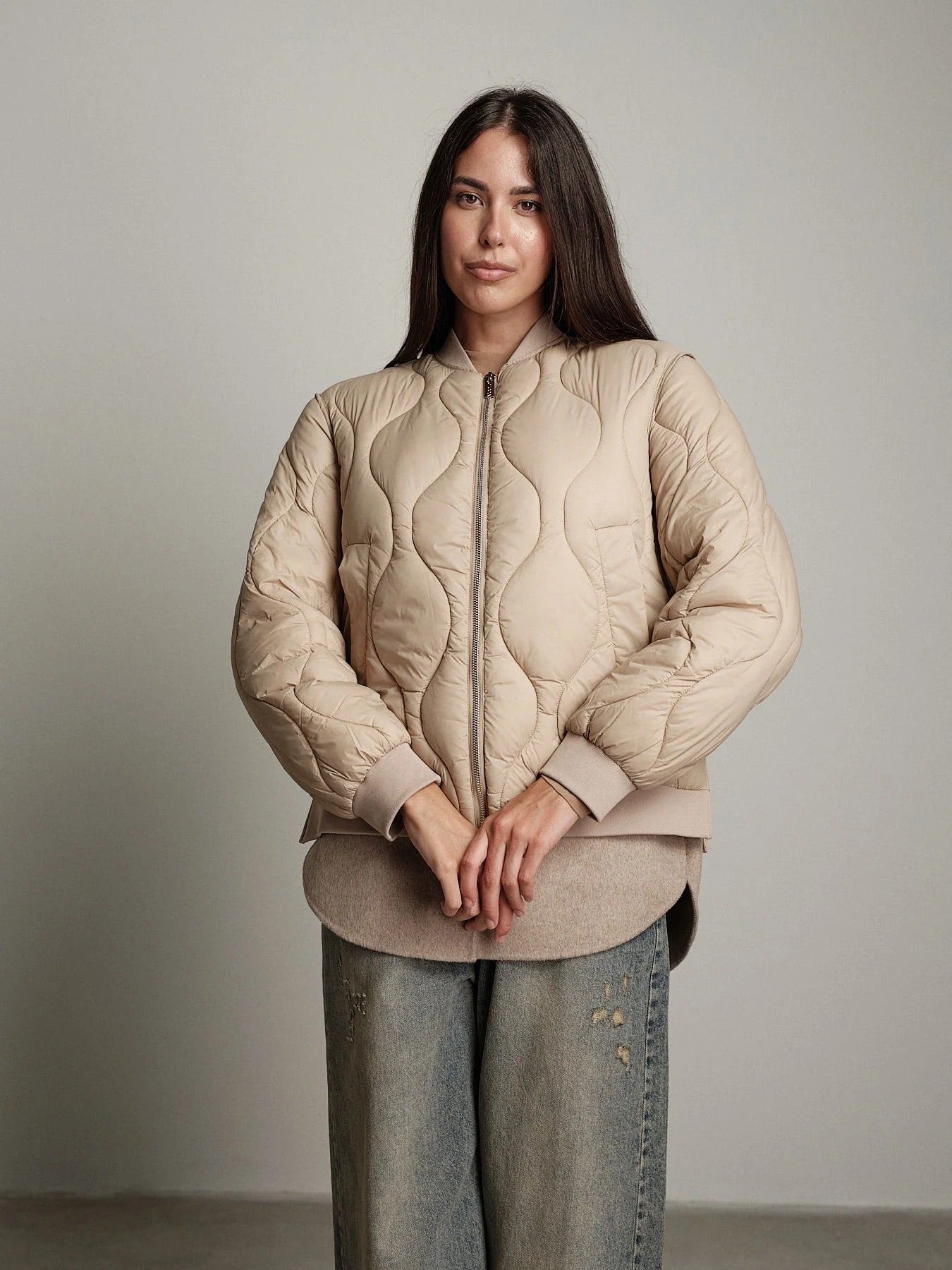 Giacca Vicolo Bomber Trapuntato Sabbia con Zip TAC0049 BEIGE VICOLO 