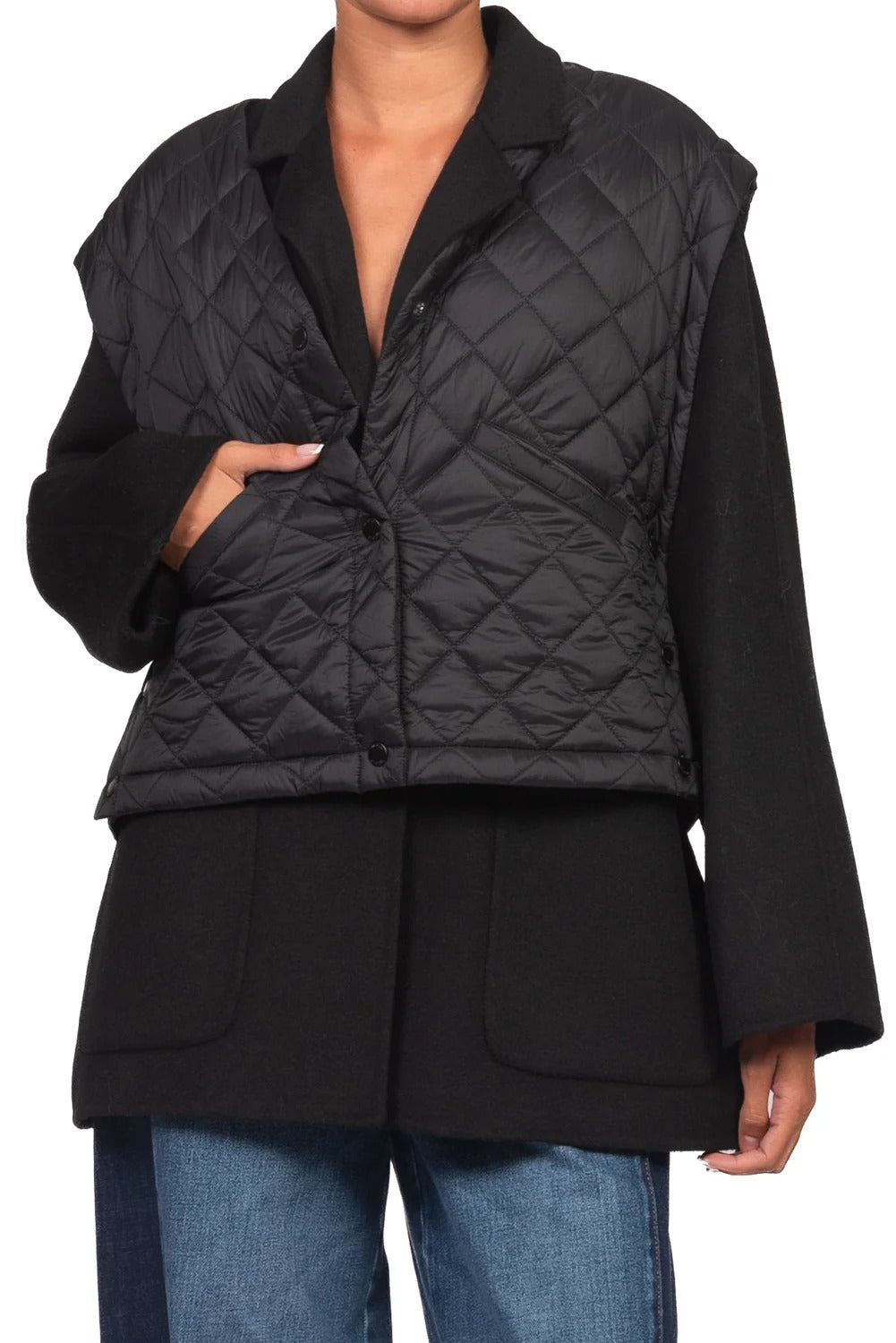 Vicolo - Giacca hand made con gilet piumino Art. TAC0081 nero TAC0081 NERO VICOLO 
