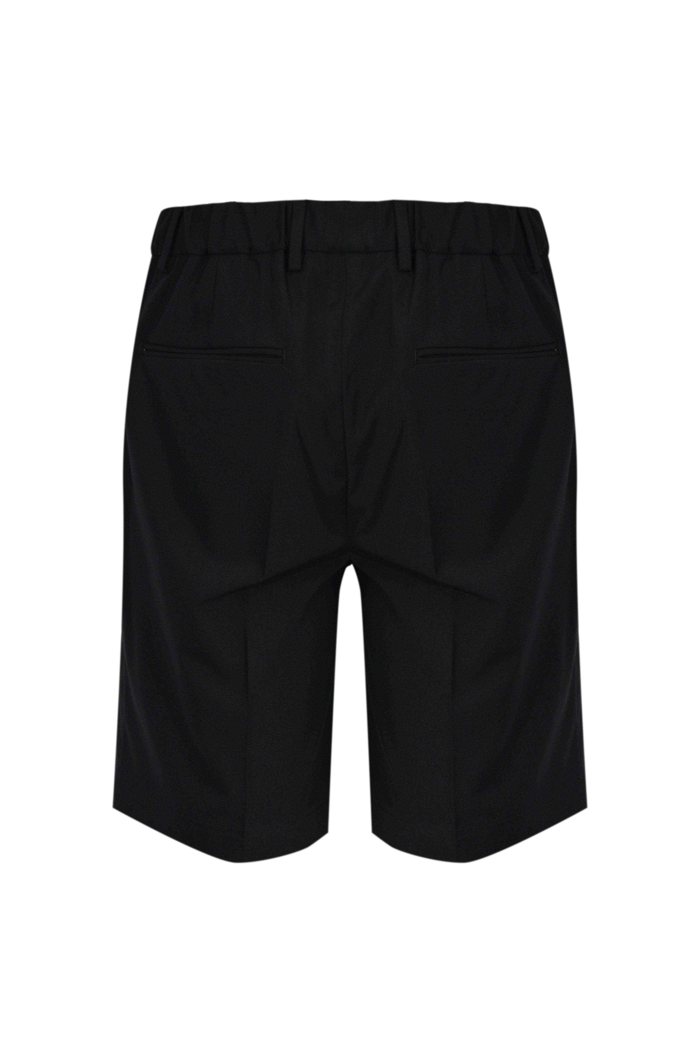 DANIELE ALESSANDRINI<BR/>Bermuda con pinces in misto viscosa Nero DUSL0003-PL0101 9000 DANIELE ALESSANDRINI 