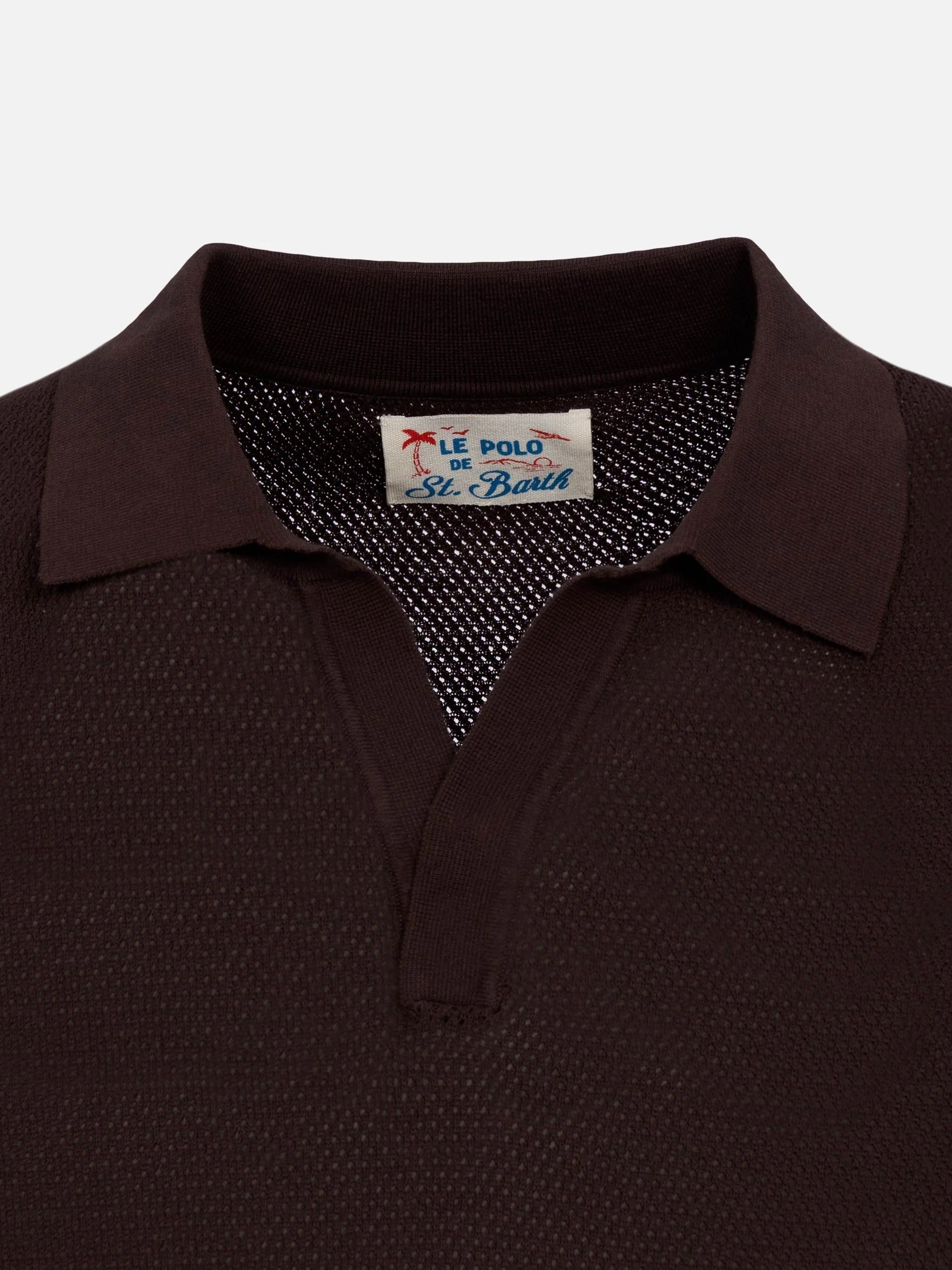 Polo Sloan senza bottoni in maglia a rete marrone SLO0009 00098L MC2 SAINT BARTH 