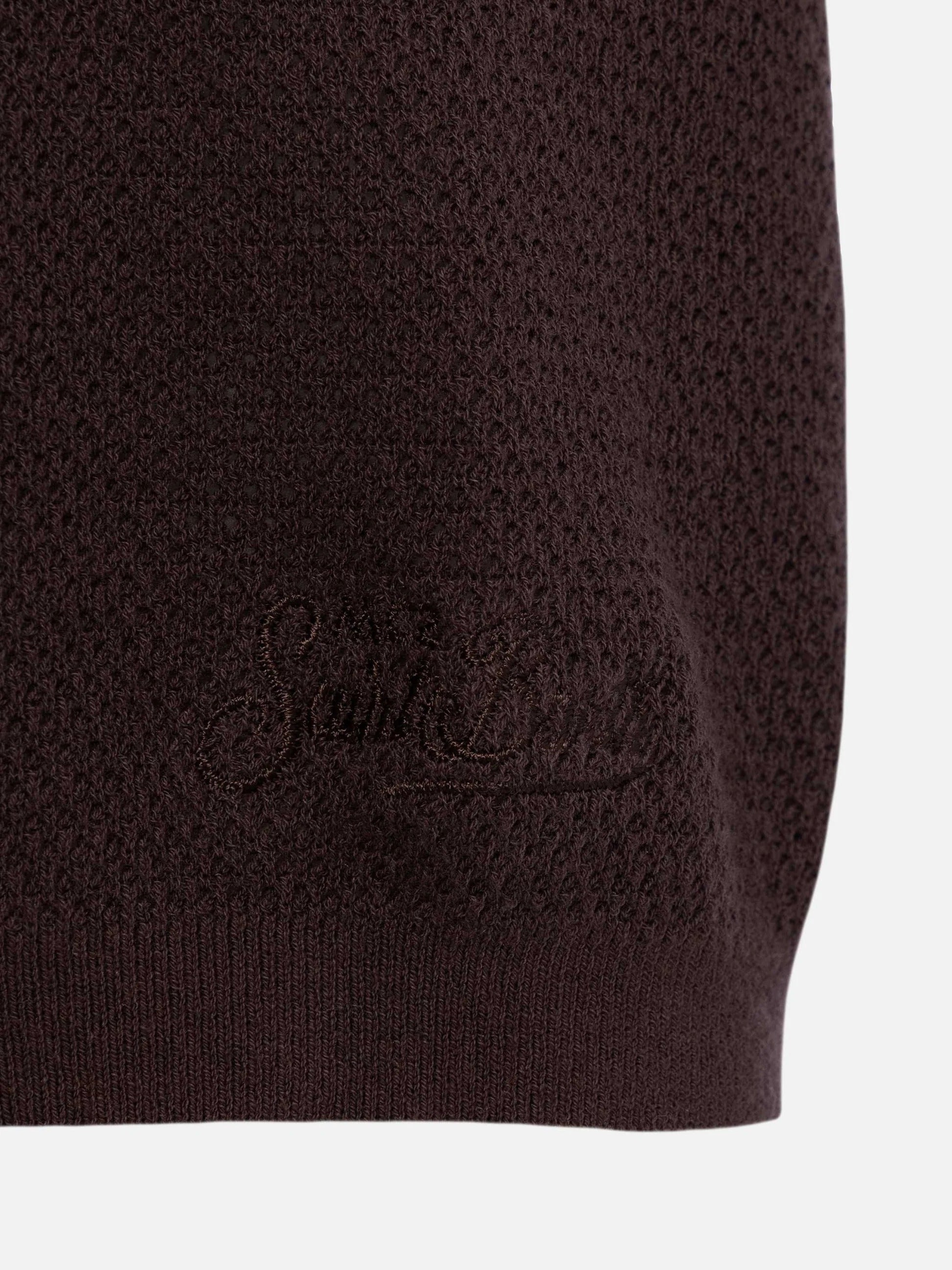 Polo Sloan senza bottoni in maglia a rete marrone SLO0009 00098L MC2 SAINT BARTH 