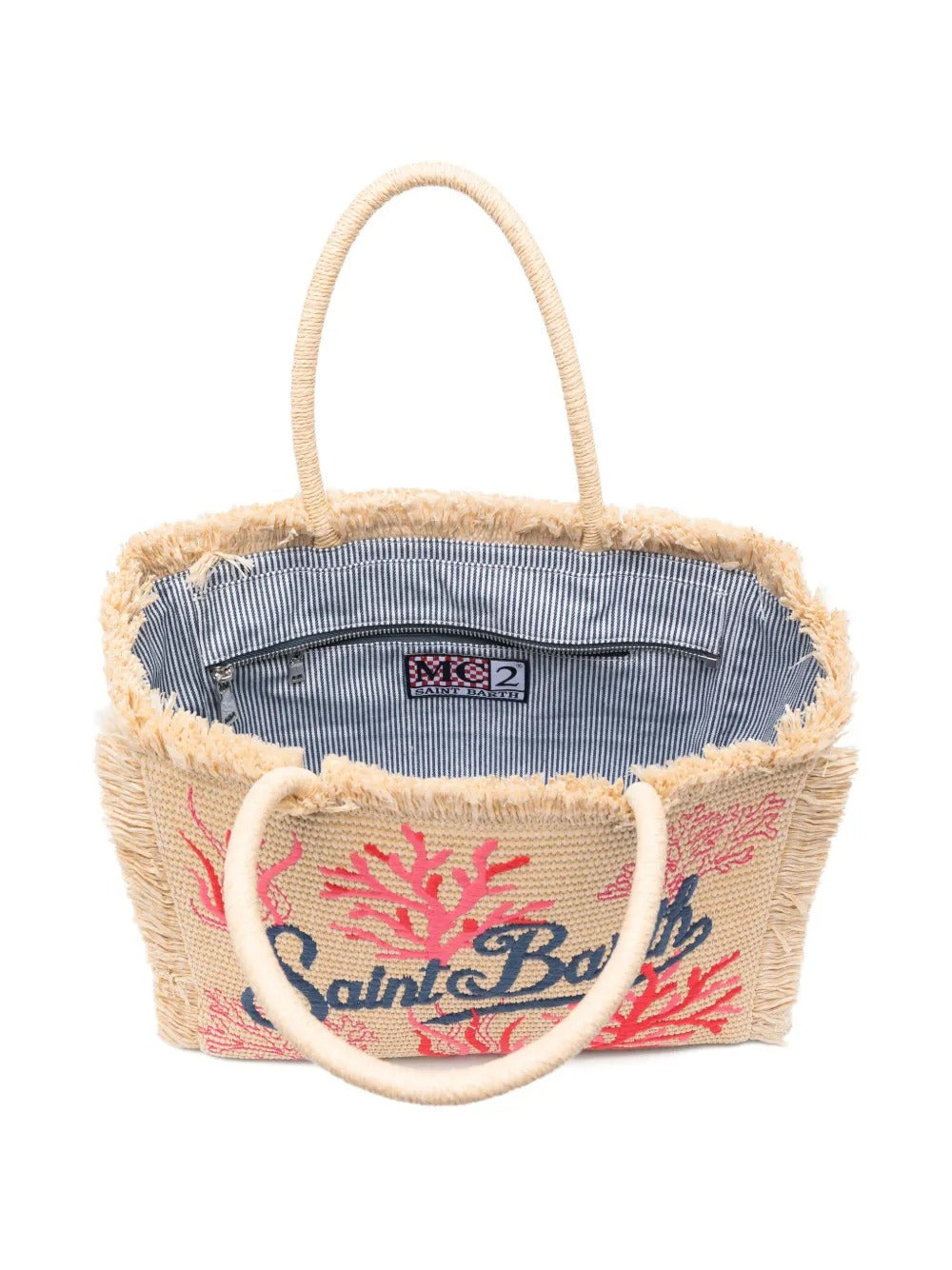 MC2 Saint Barth<BR/>Vanity straw coral-embroidered tote bag VANI021 09064L MC2 SAINT BARTH 