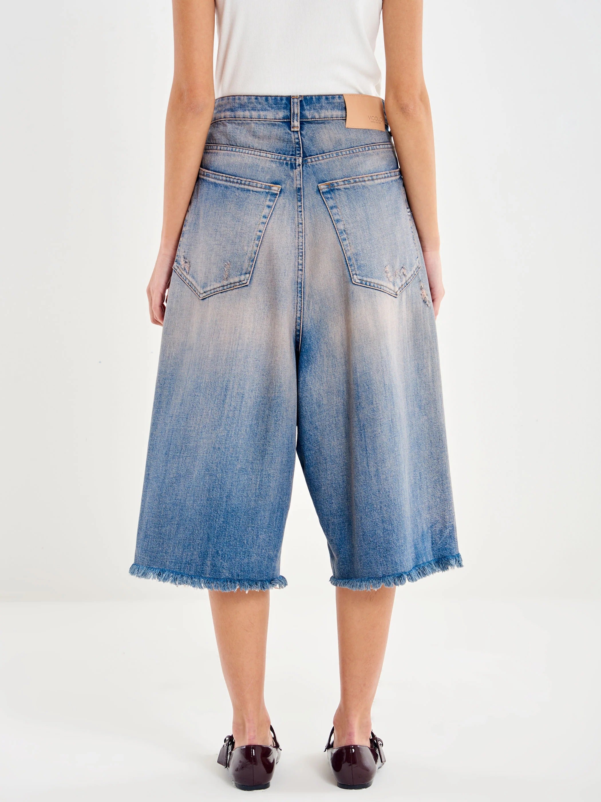 Bermuda in Denim Carola Lavaggio rosa DAB5082 DENIM BLU VICOLO 