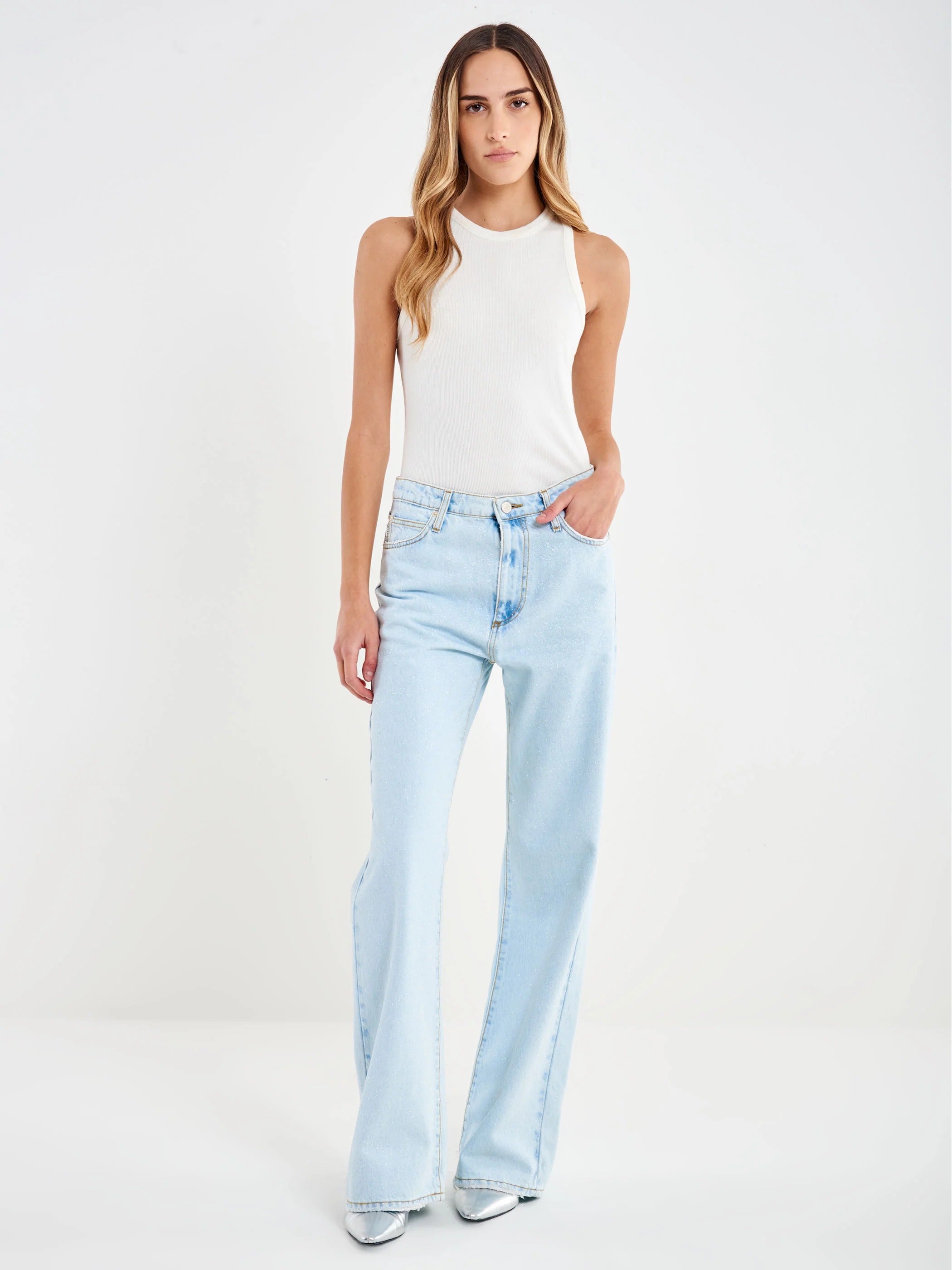 VICOLO Jeans Zeno Chiaro con Glitter DAB5115 DENIM CHIARO VICOLO 