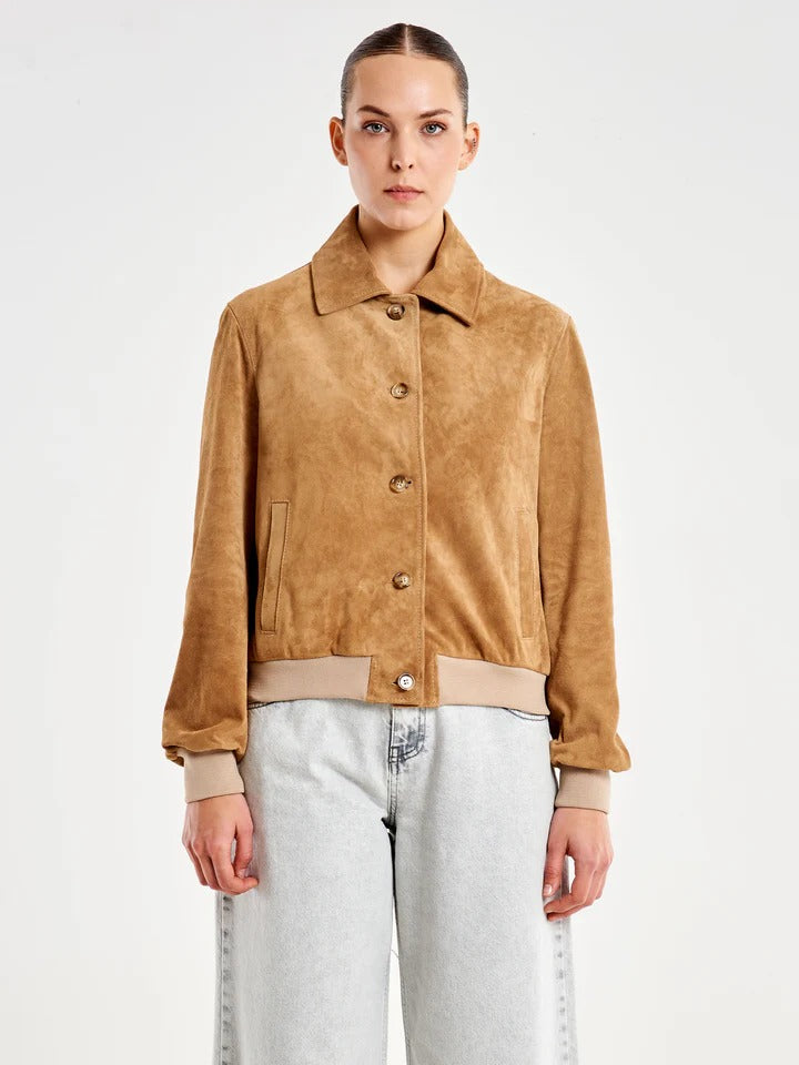 VICOLO Bomber Corto Scamosciato in Vera Pelle TAB0159 07 VICOLO 