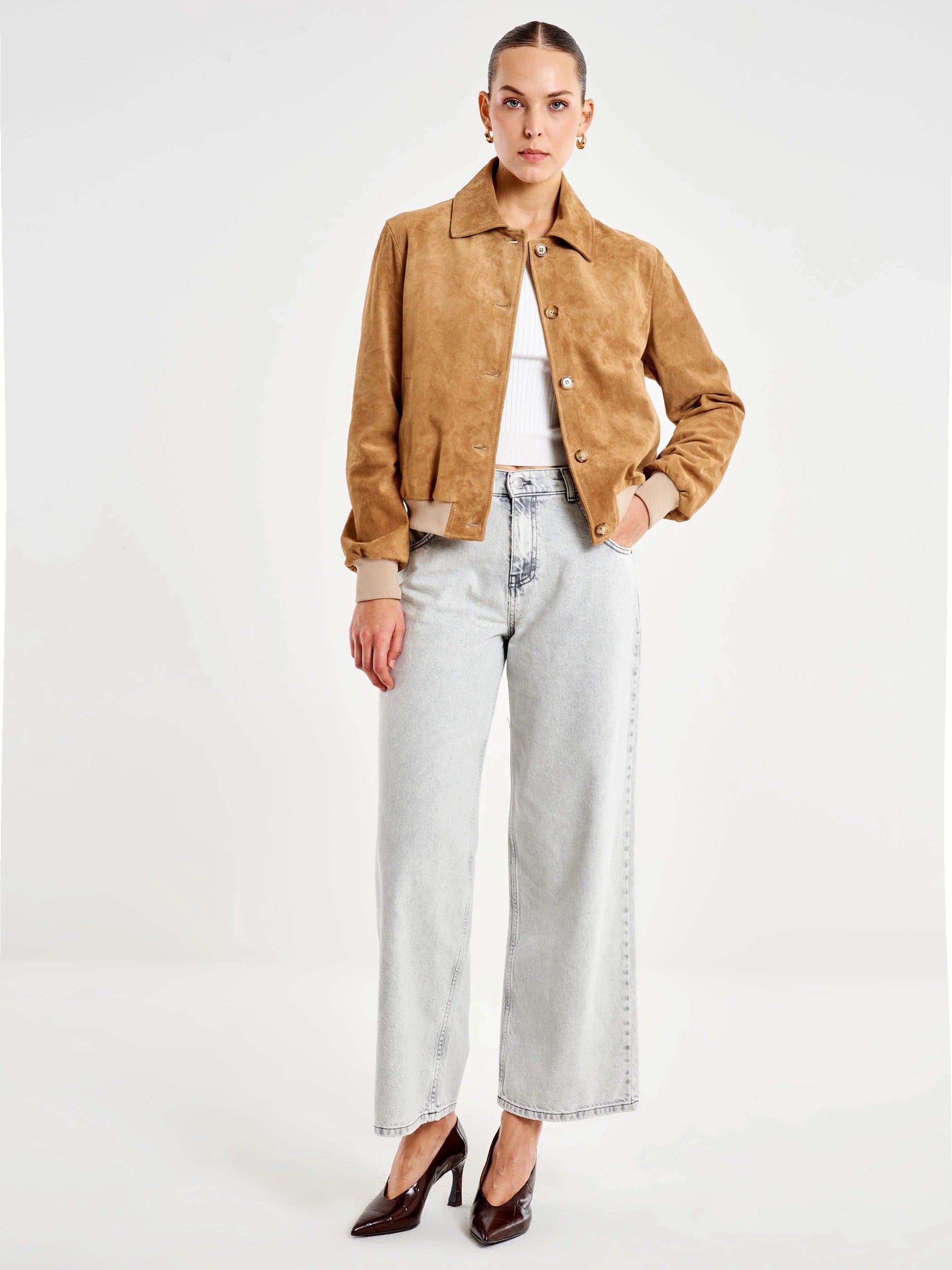 VICOLO Bomber Corto Scamosciato in Vera Pelle TAB0159 07 VICOLO 