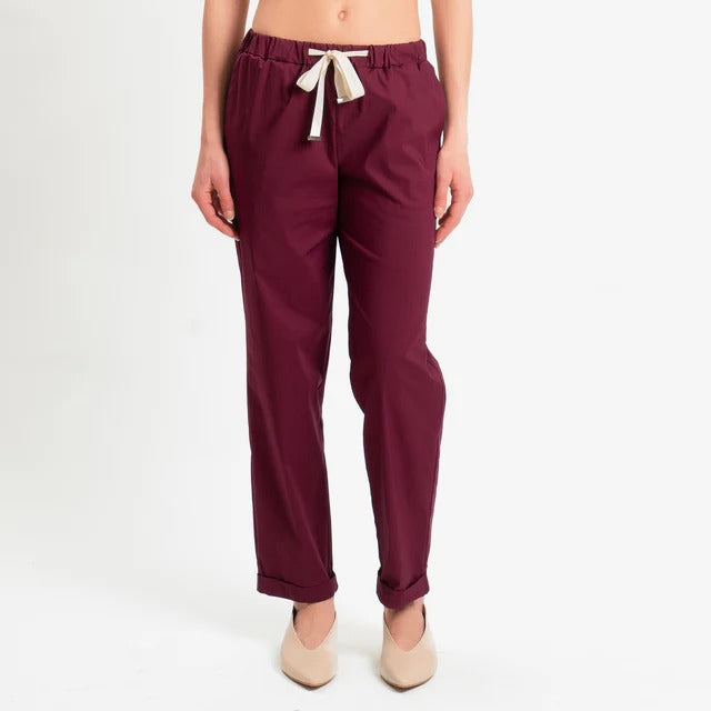 Vicolo-Pantalone popeline elastico in vita - TAB1761Bordeaux TAB1761 BORDEAUX VICOLO 
