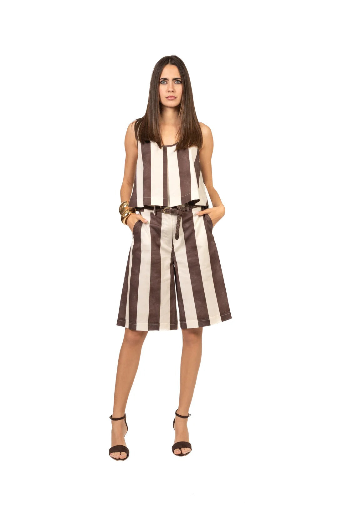 Vicolo - Completo top e bermuda rigati Art. TAB2508 TAB2508 MORO/BURRO VICOLO 