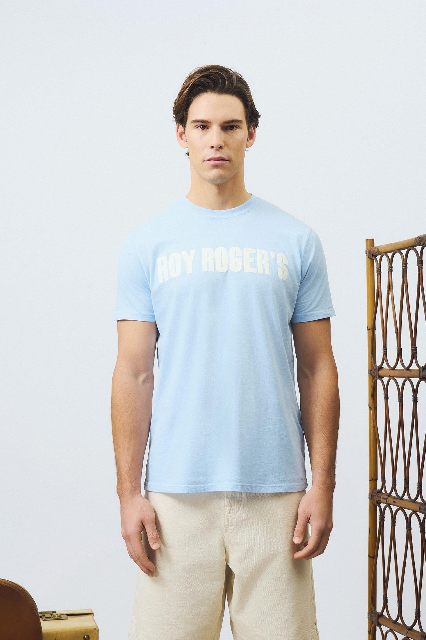 ROY ROGER'S t-shirt jersey print logo puffy celeste RRU90049CR930111 C0080 ROY ROGER'S 